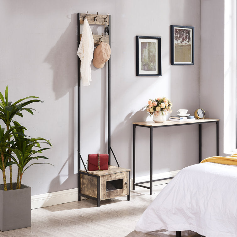 VECELO Tall Clothes Stand Freestanding with Shoe Storage Entryway Coat Rack - VECELO