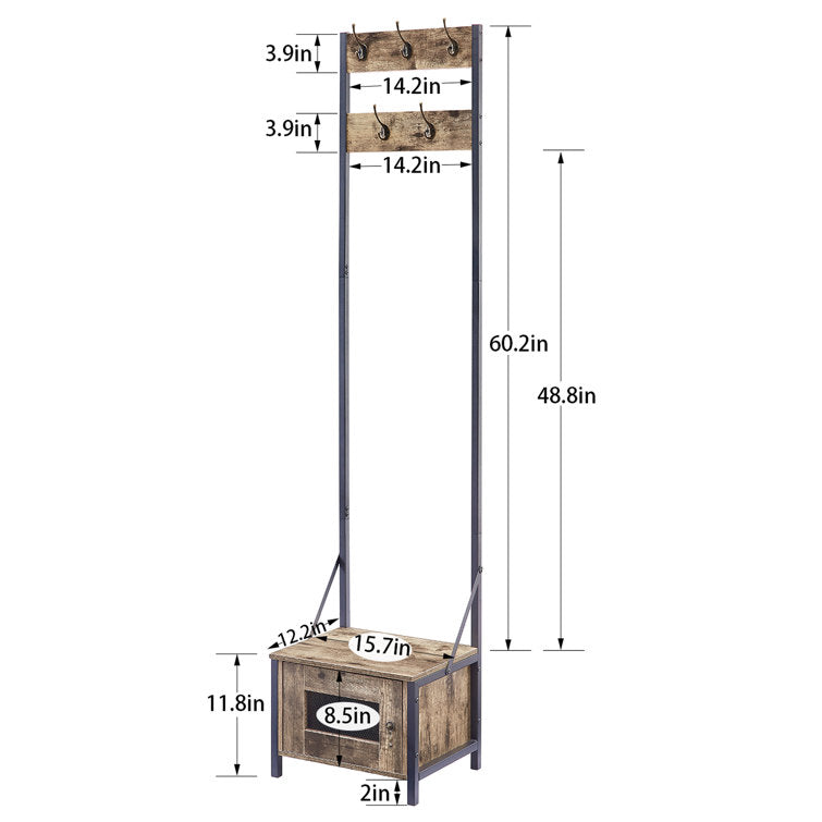 VECELO Tall Clothes Stand Freestanding with Shoe Storage Entryway Coat Rack - VECELO