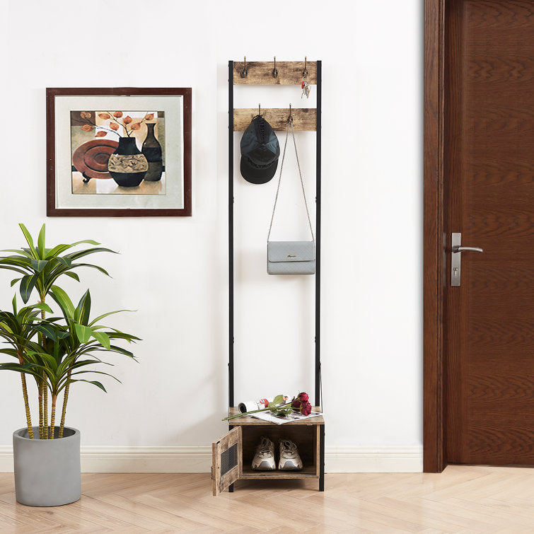 VECELO Tall Clothes Stand Freestanding with Shoe Storage Entryway Coat Rack - VECELO