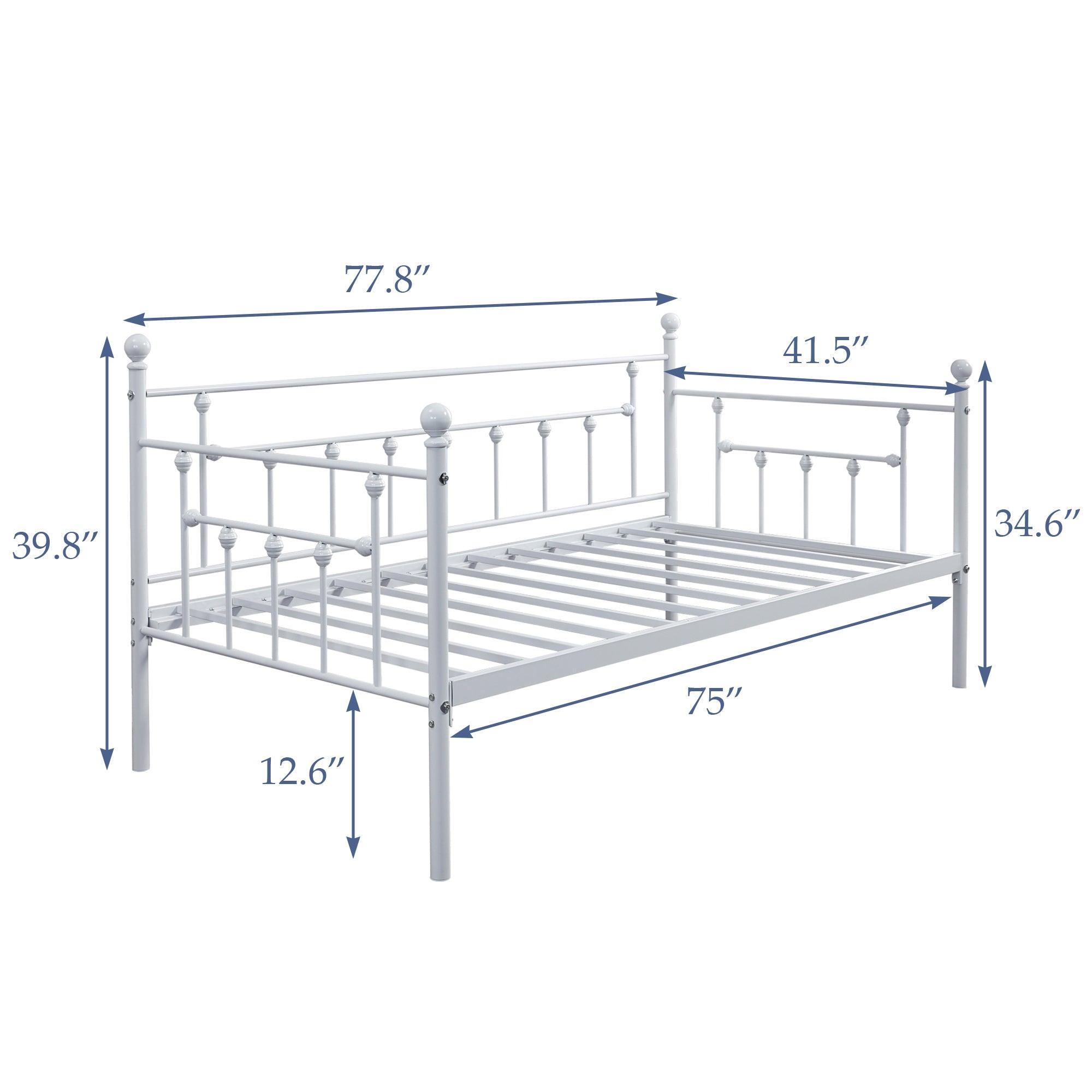 VECELO Daybed Frame, Twin Size Metal Platform Bed with Headboard - VECELO