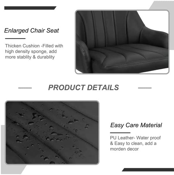 VECELO Adjustable Counter Height Bar Stools with Back and Arm Stools Set of 2 - VECELO