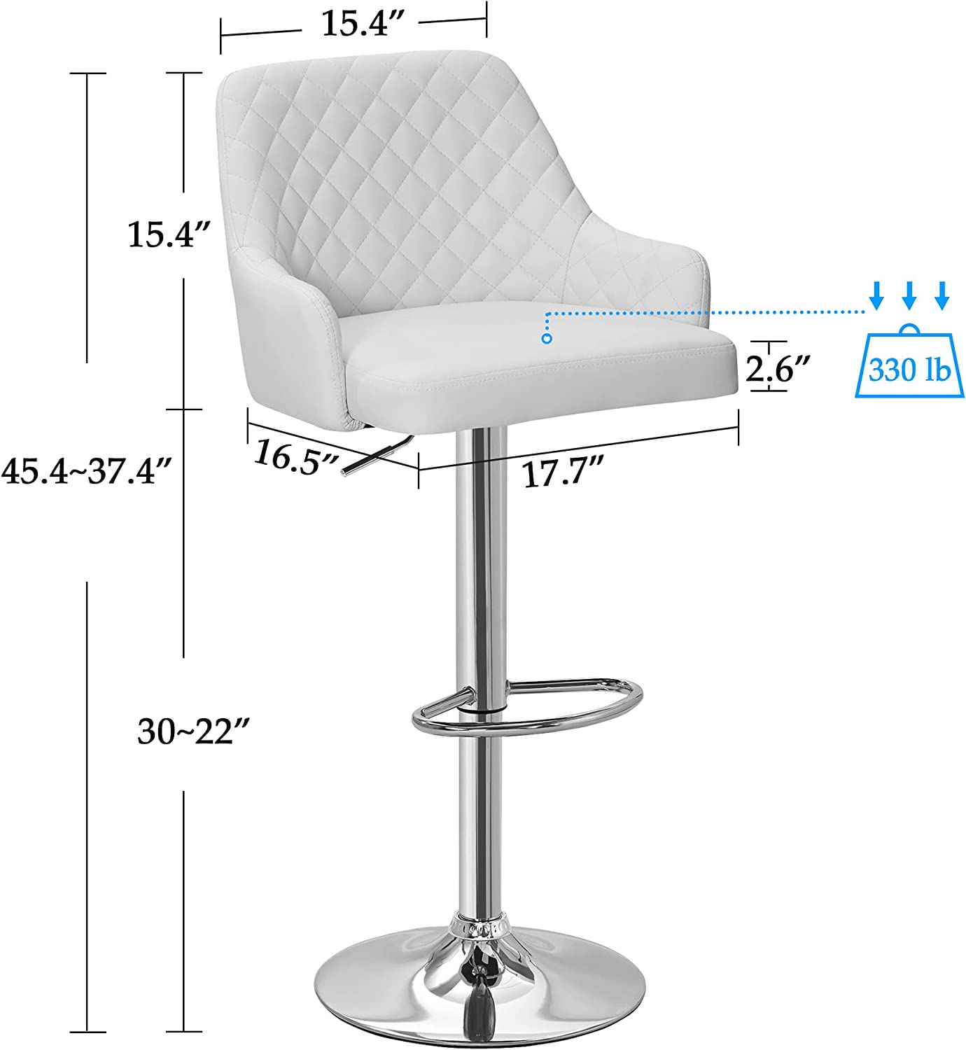 VECELO Adjustable Bar Stools with Back, Bar Height Stools for Kitchen Counter - VECELO