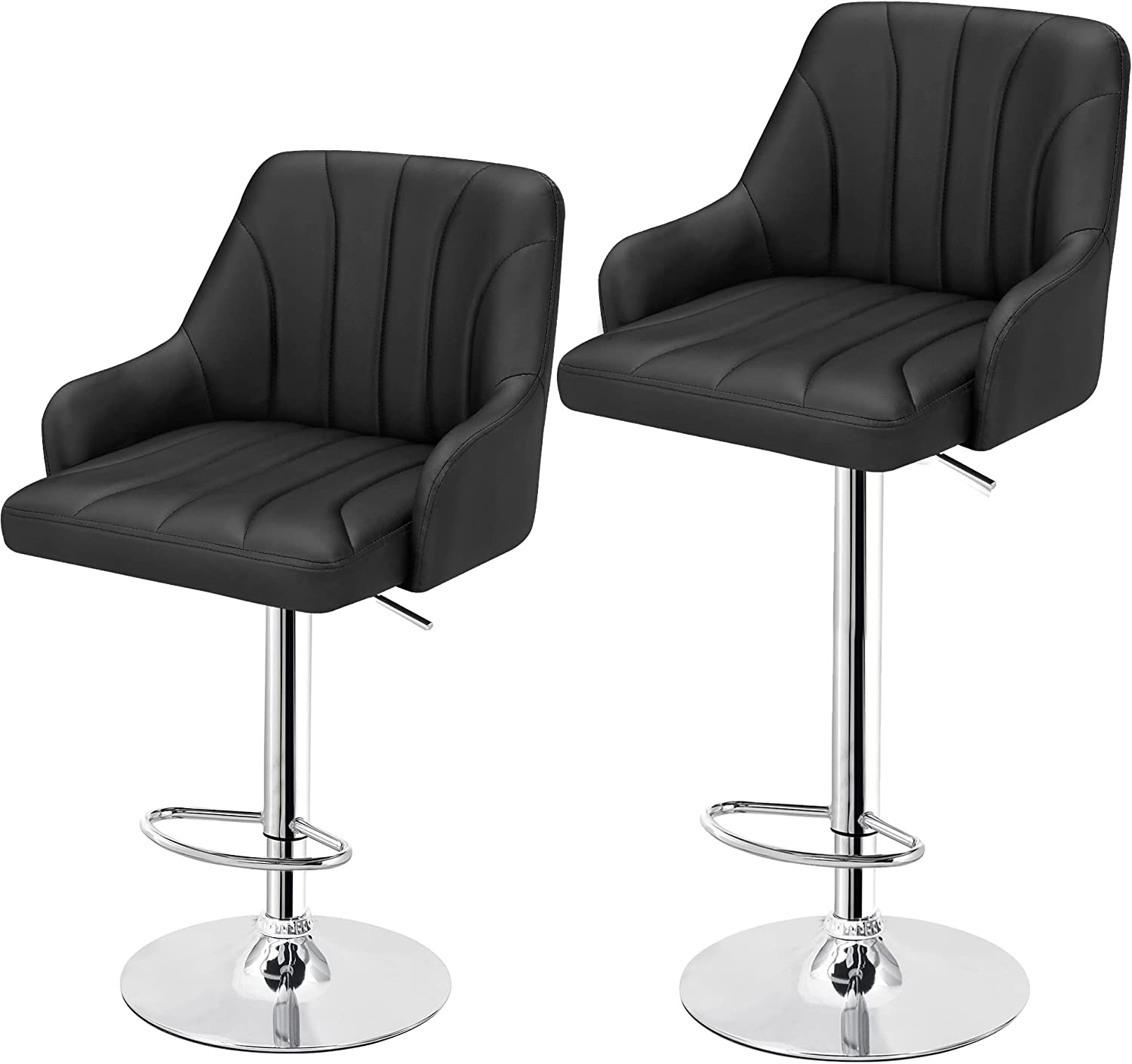 VECELO Adjustable Counter Height Bar Stools with Back and Arm Stools Set of 2 - VECELO