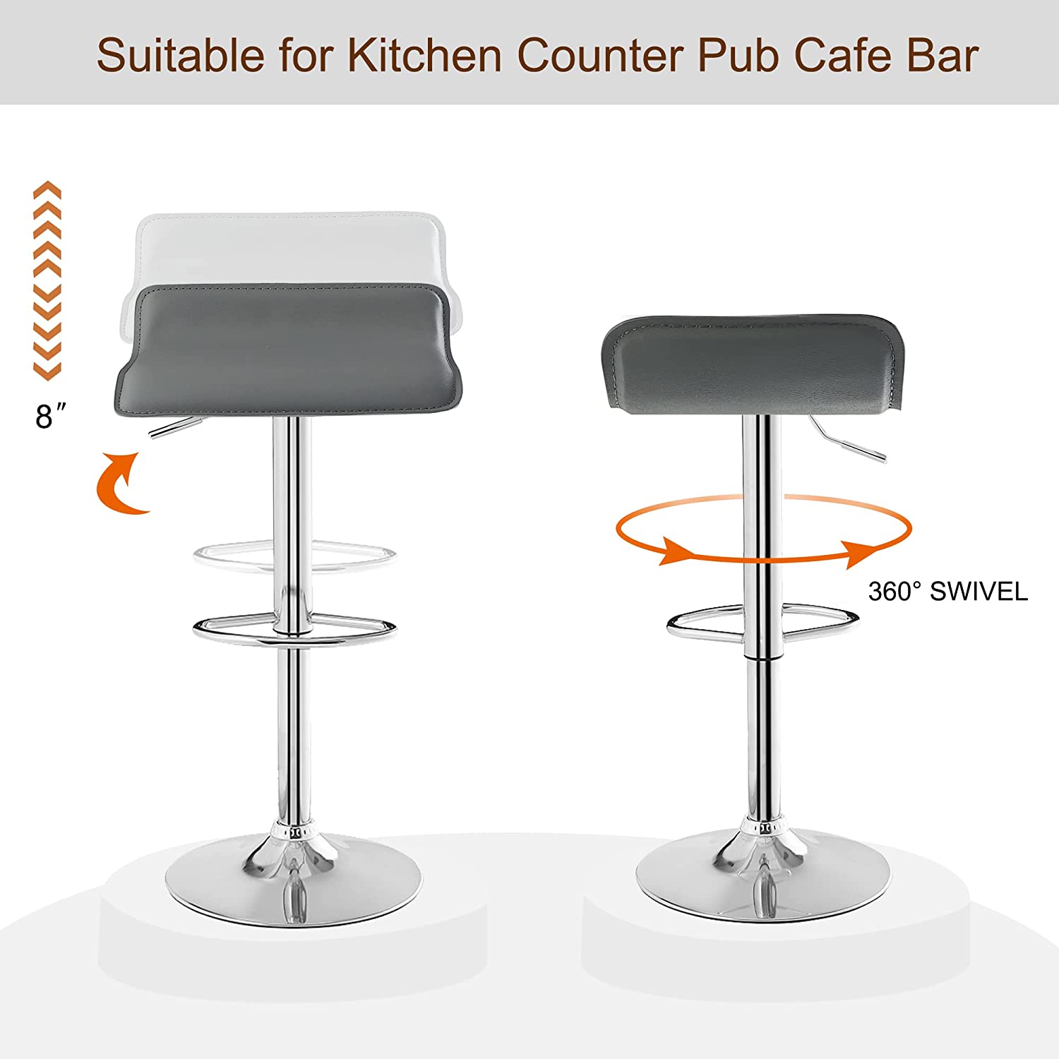 VECELO Counter Height Bar Stools Set of 2, Adjustable Barstools