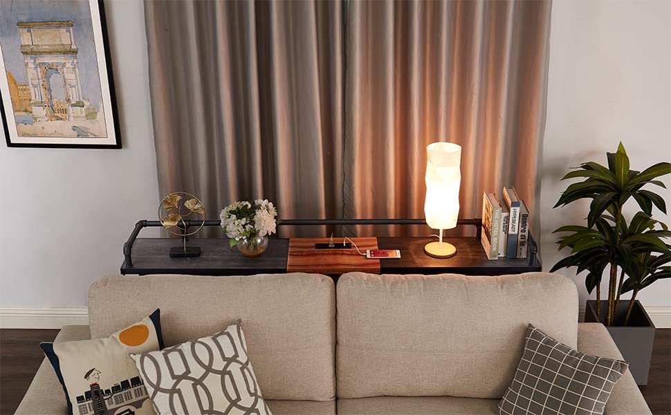 VECELO Extra Long Console/Sofa Table with Charging Station&Power Outle - VECELO