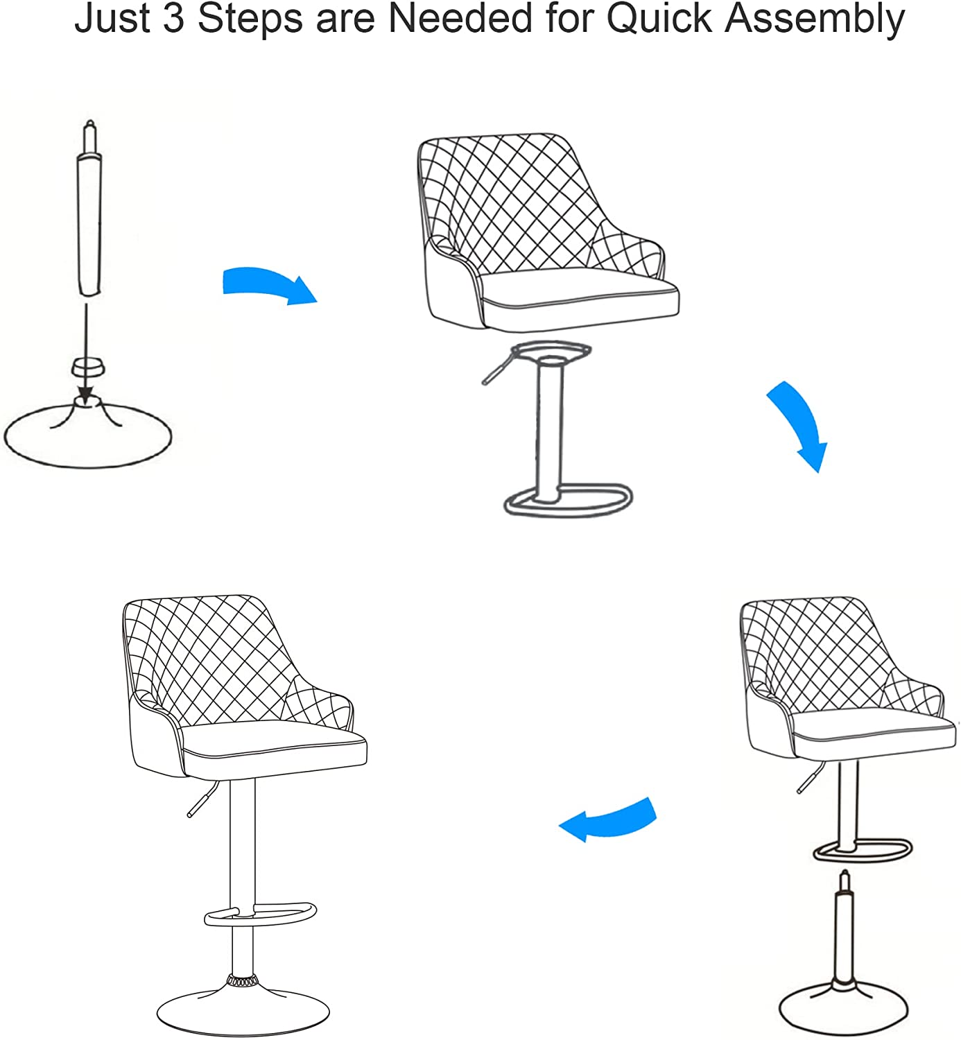 VECELO Adjustable Bar Stools with Back, Bar Height Stools for Kitchen Counter - VECELO