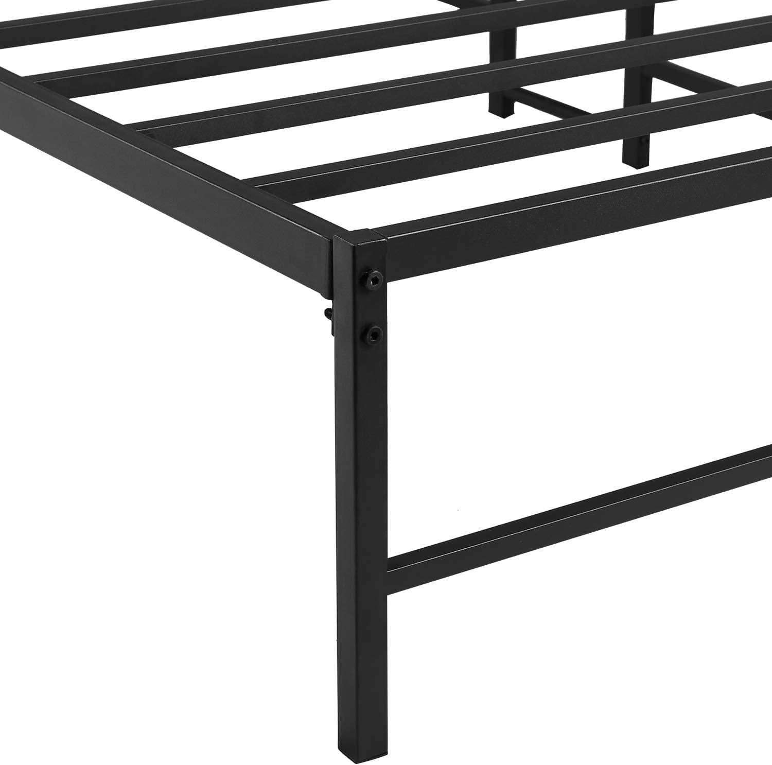 VECELO 14" Black Platform Bed Frame/Mattress Foundation/No Box Spring Needed/Steel Slat Support - VECELO