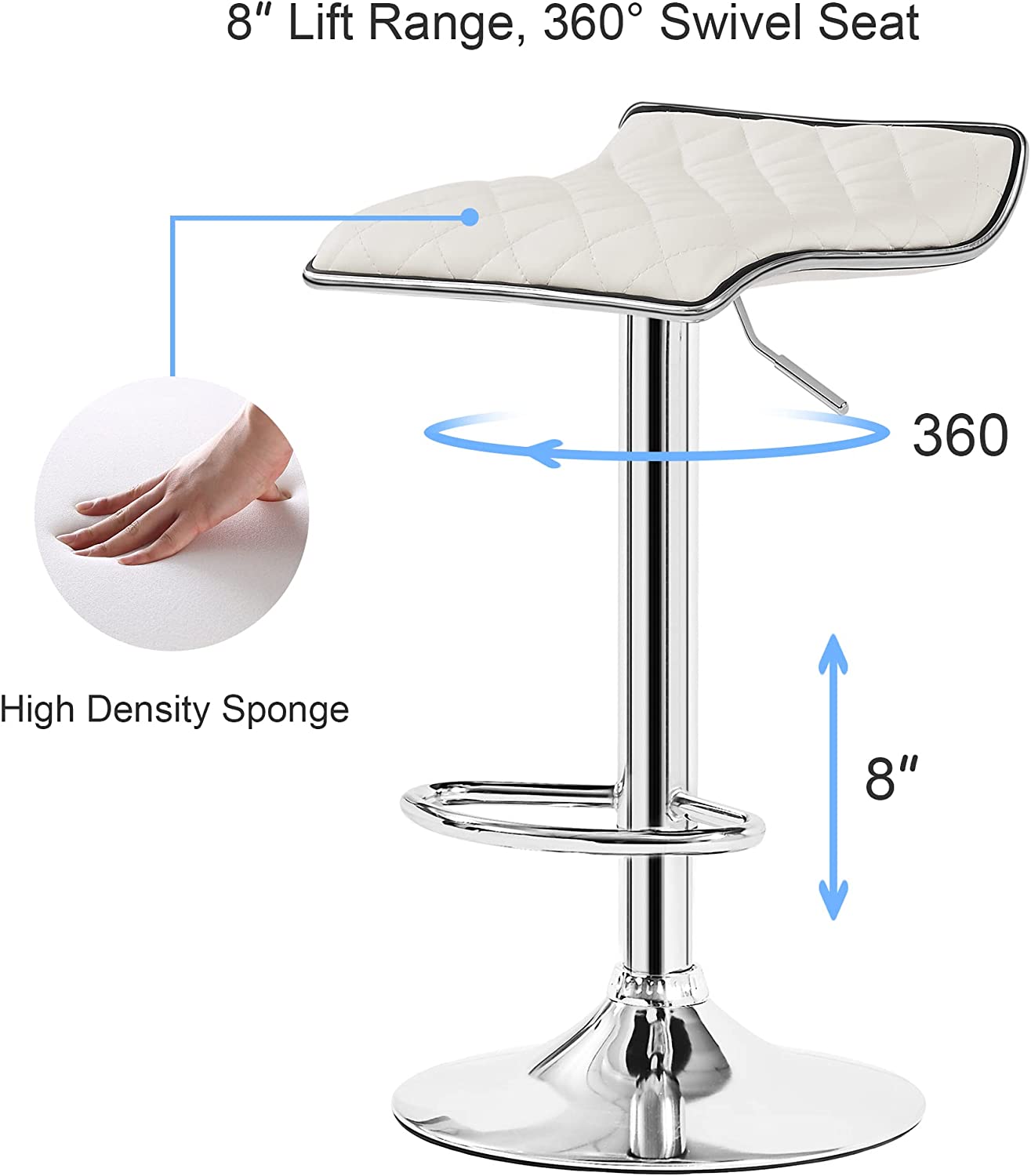 VECELO Bar Stools Set of 2, Kitchen Island Counter Height Bar Chairs - VECELO