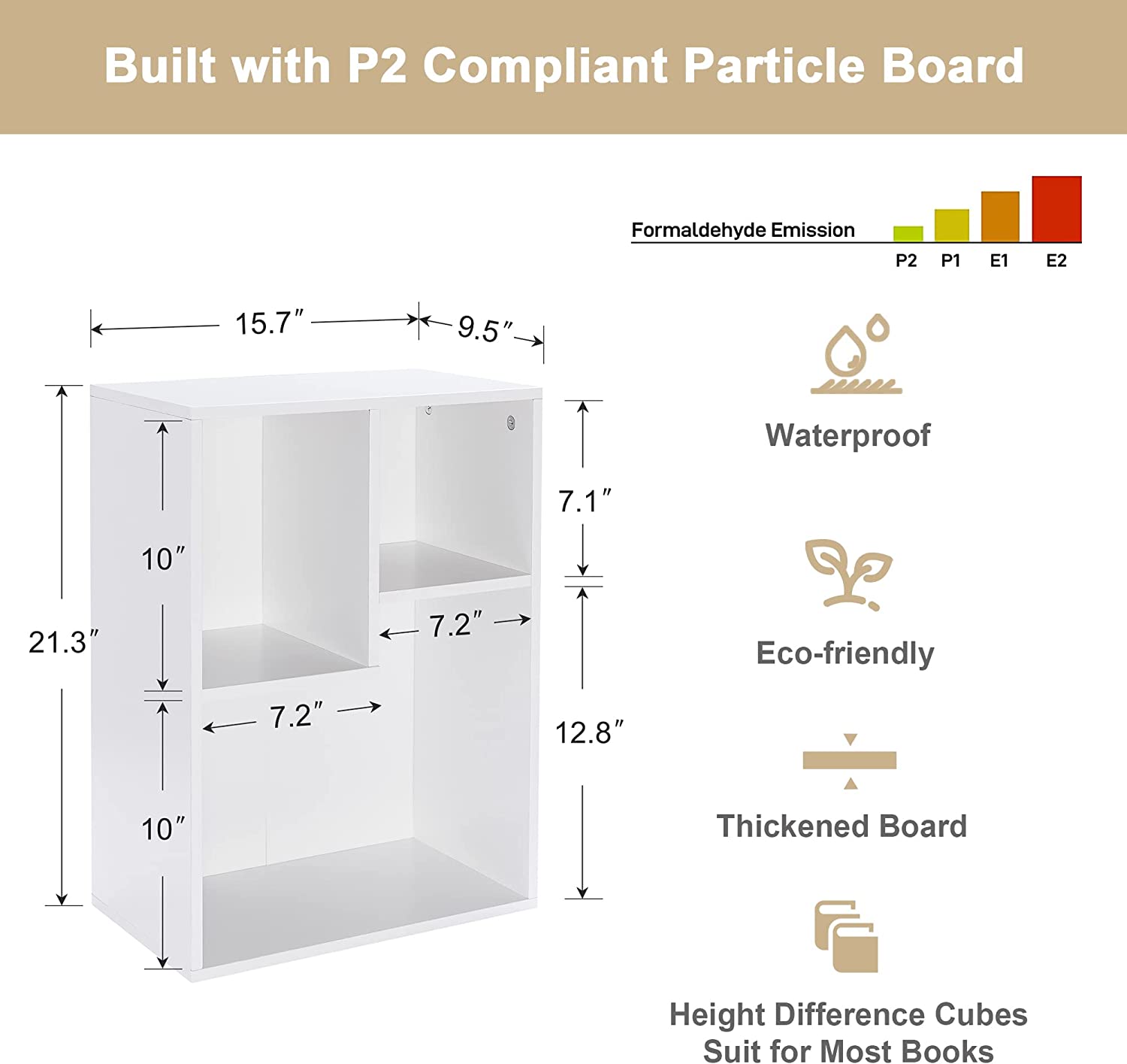 VECELO 3-Cube Wide Open Bookcase, Small Bookshelf 2-Tier Storage Organizer - VECELO