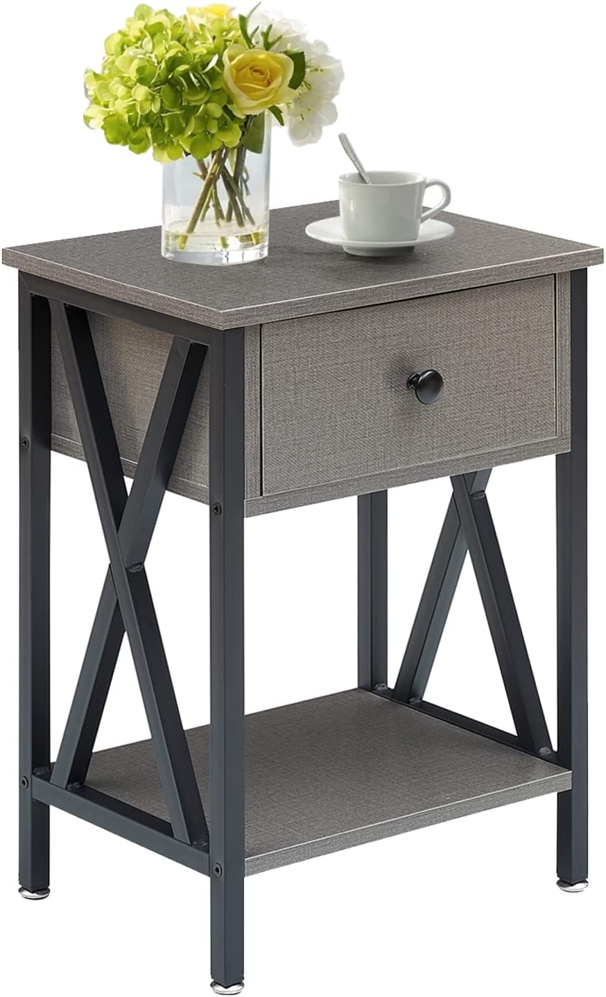 Versatile Nightstands X-Design Side End Table with Bin Drawer