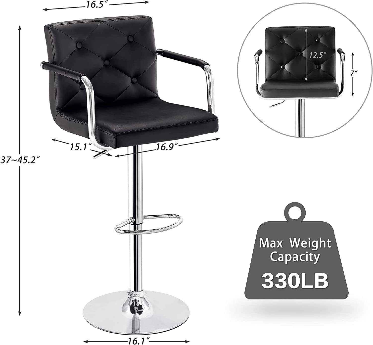 VECELO Adjustable Counter Height Bar Stools Set of 2 - VECELO