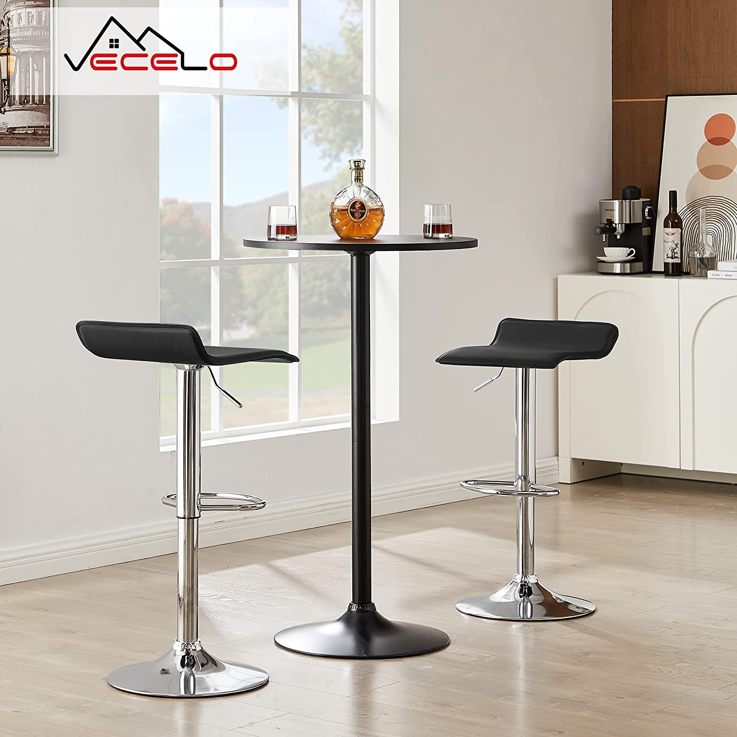 VECELO Counter Height Bar Stools Set of 2, Adjustable Barstools