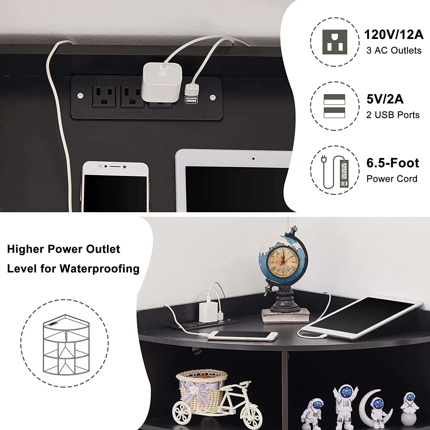 VECELO 3-Tier Corner Cabinet with 8 Cubbies, Wooden Cube Storage Organizer - VECELO