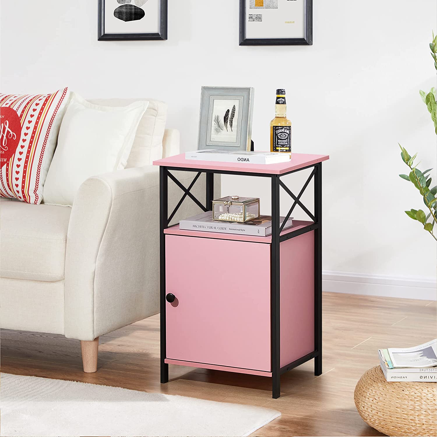 VECELO Tall Side Storage, Large Capacity Bedside Nightstand