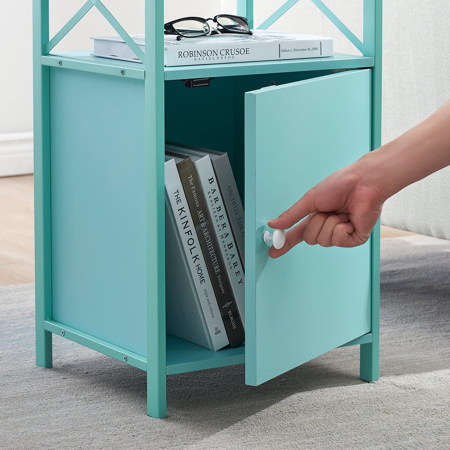 VECELO Tall Side Storage, Large Capacity Bedside Nightstand