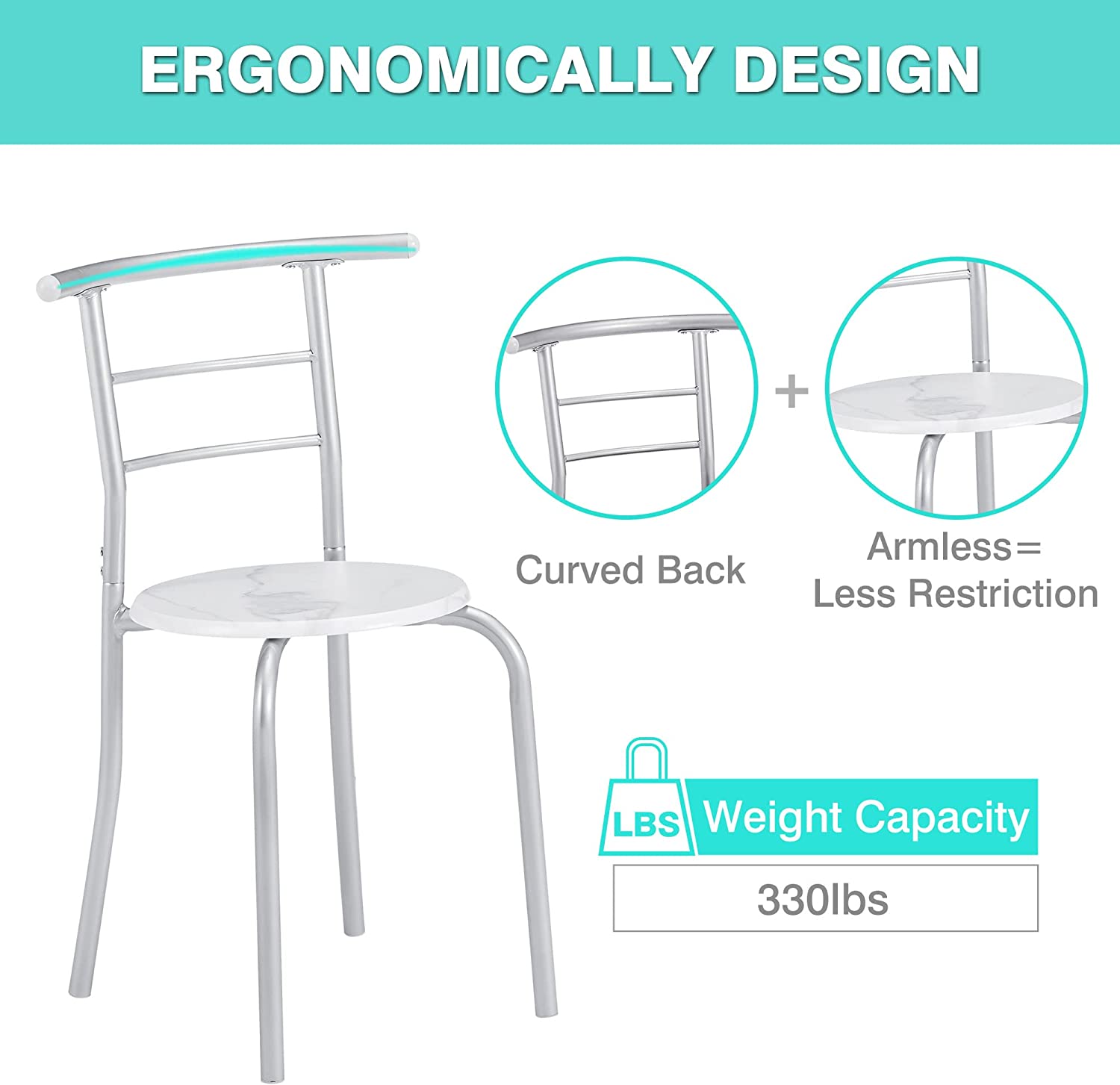 VECELO 3 Piece Wood Round Table & Chair Set with Wine Storage Rack for Dining Room Kitchen Bar Breakfast - VECELO