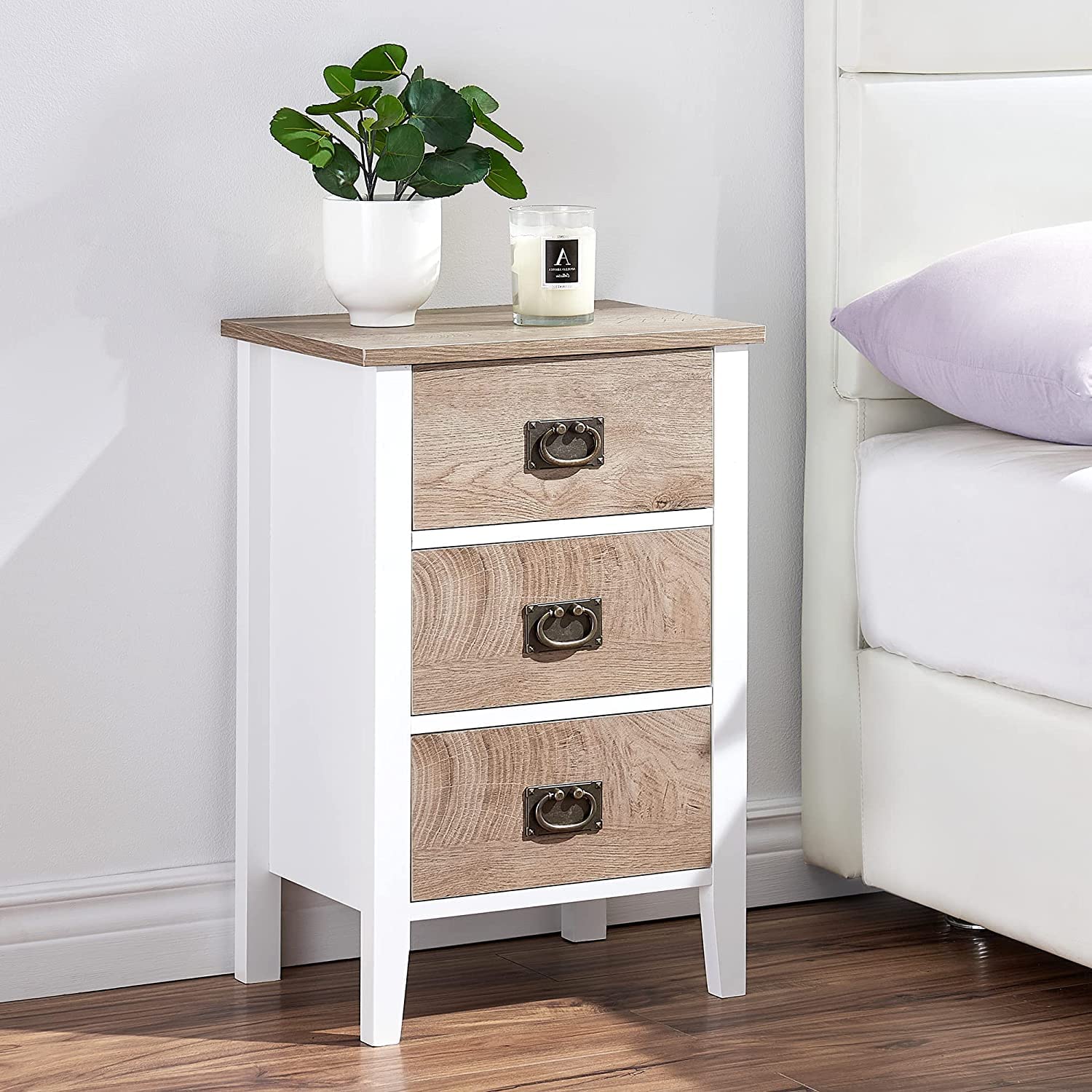 VECELO Modern Nightstands Set of 2, Side End Table with Drawers - VECELO