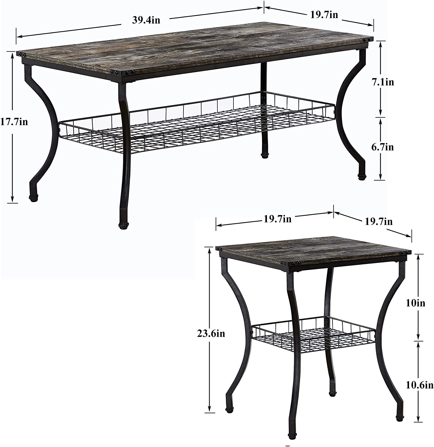 VECELO 3 Pieces Living Room Sets Coffee and End Tables - VECELO
