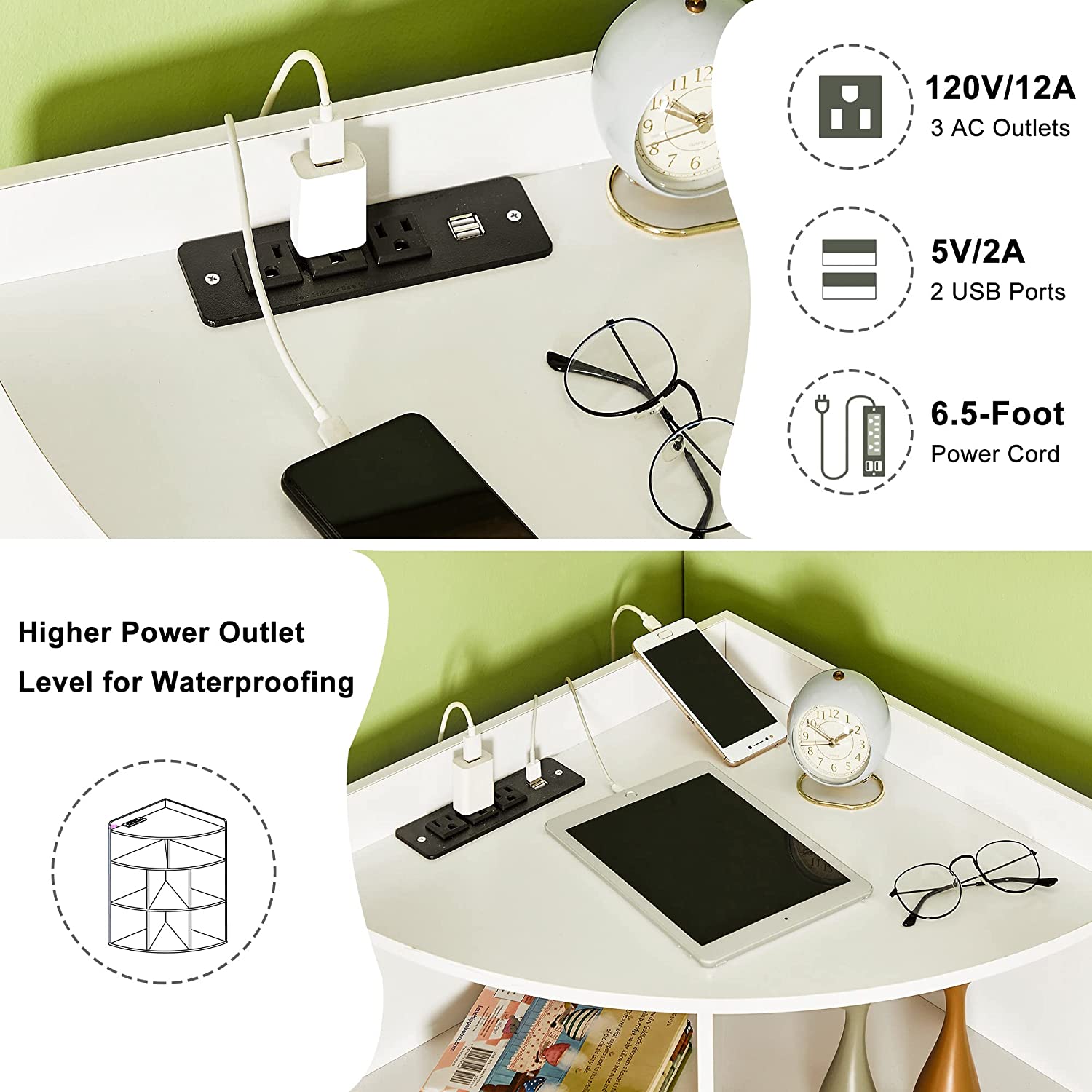 VECELO 3-Tier Corner Cabinet with 8 Cubbies, Wooden Cube Storage Organizer - VECELO