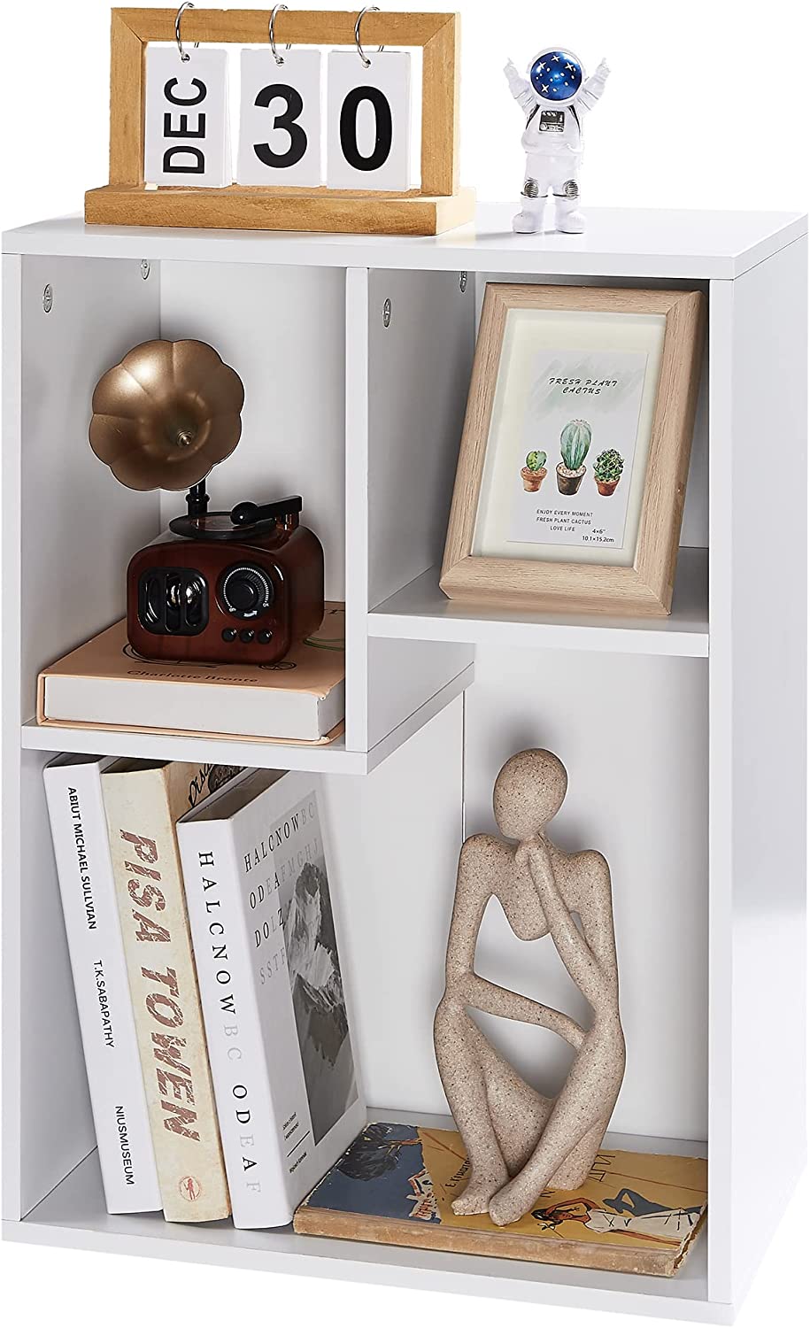 VECELO 3-Cube Wide Open Bookcase, Small Bookshelf 2-Tier Storage Organizer - VECELO