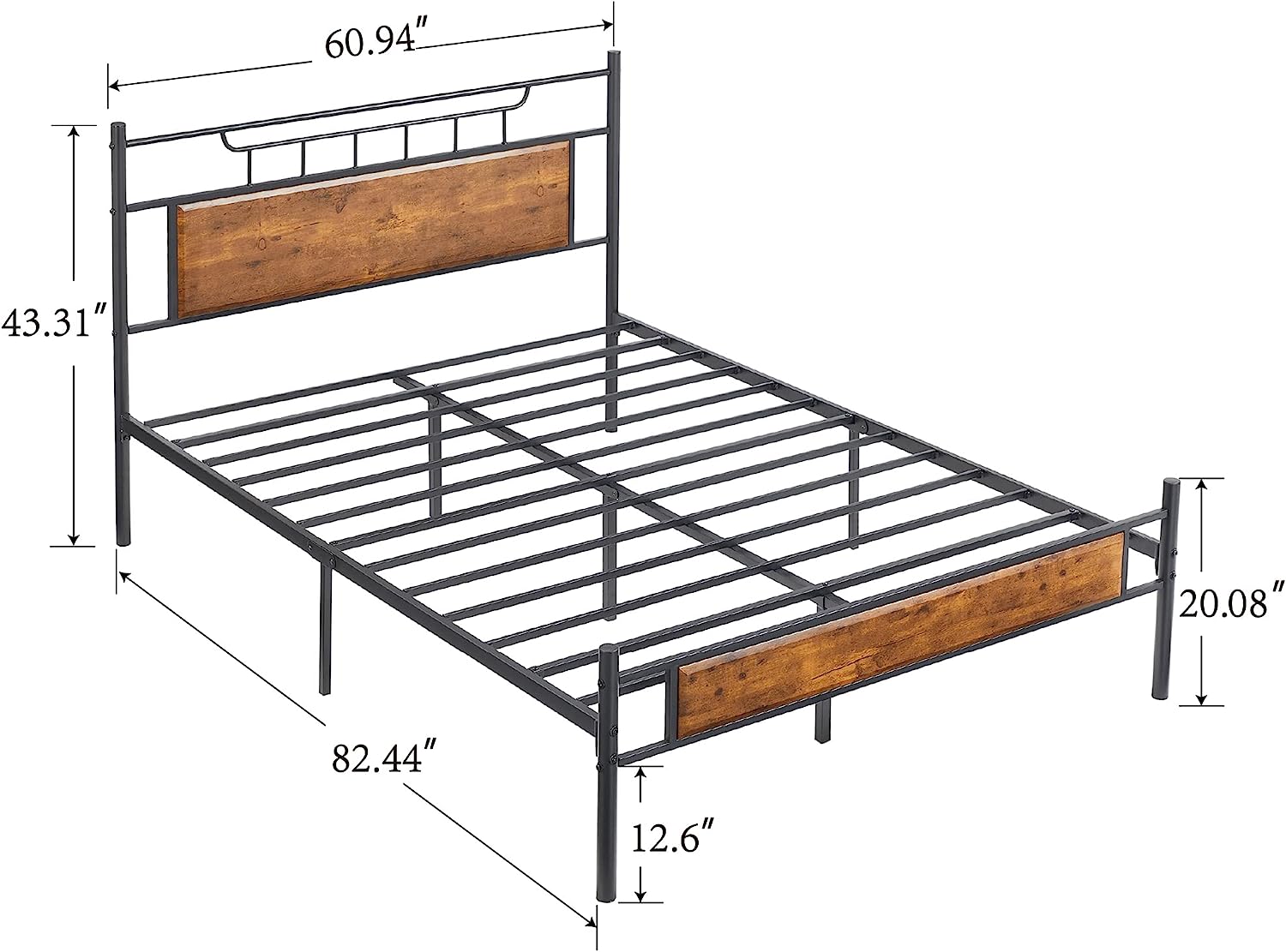 VECELO Platform Bed Frame with Wood Headboard No Box Spring Needed Heavy Duty Steel Slat
