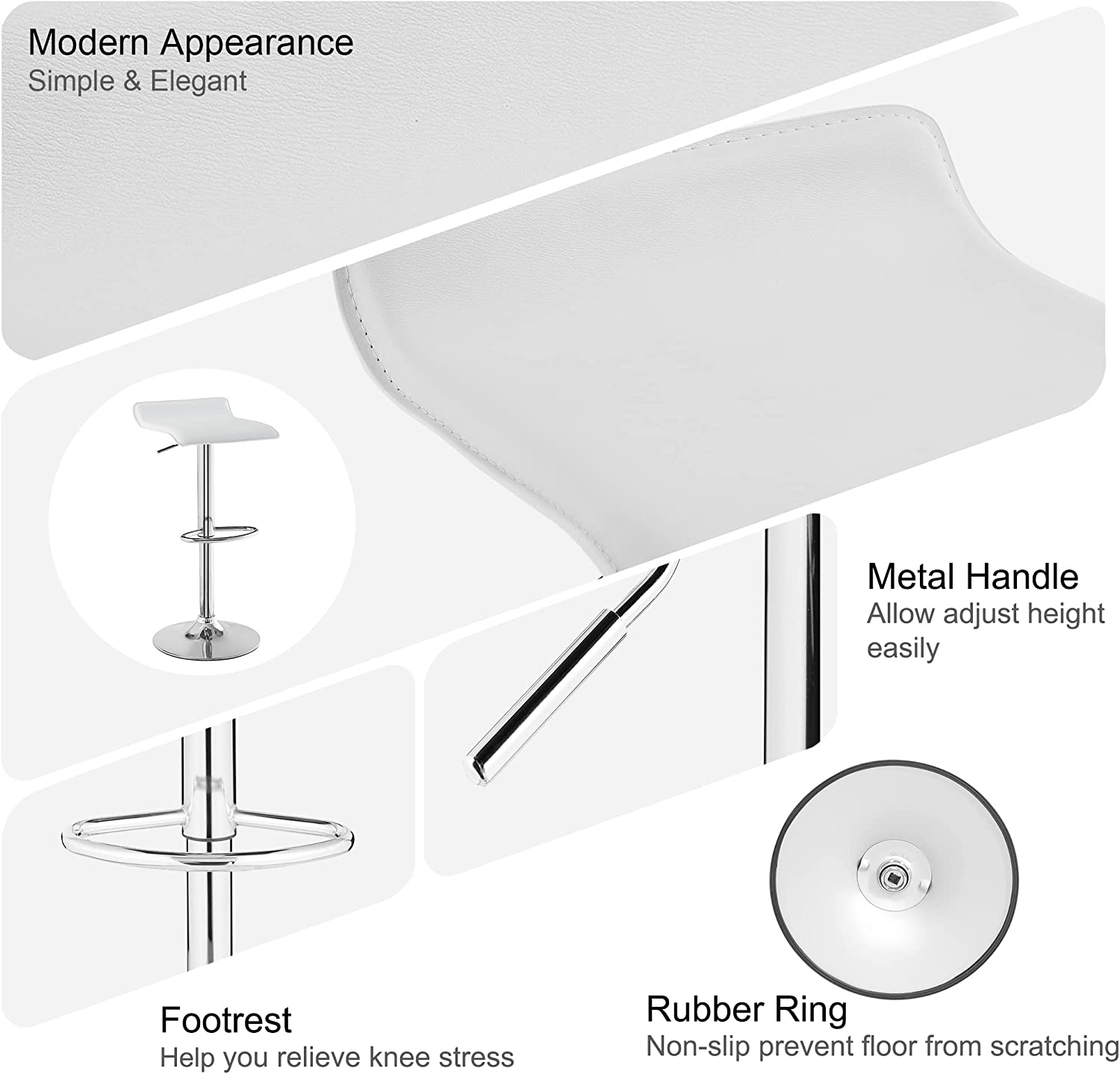 VECELO Counter Height Bar Stools Set of 2, Adjustable Barstools
