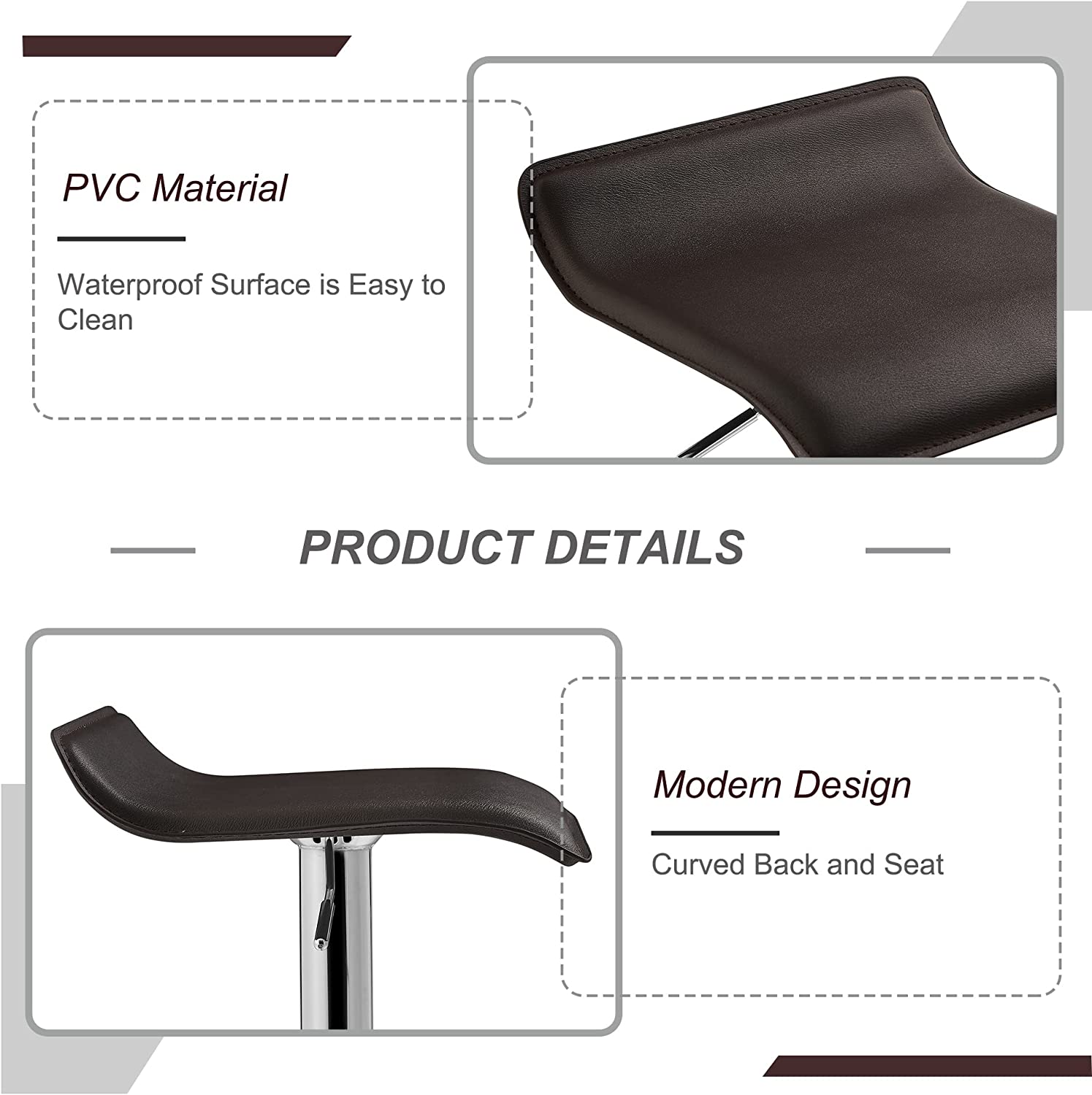 VECELO Counter Height Bar Stools Set of 2, Adjustable Barstools