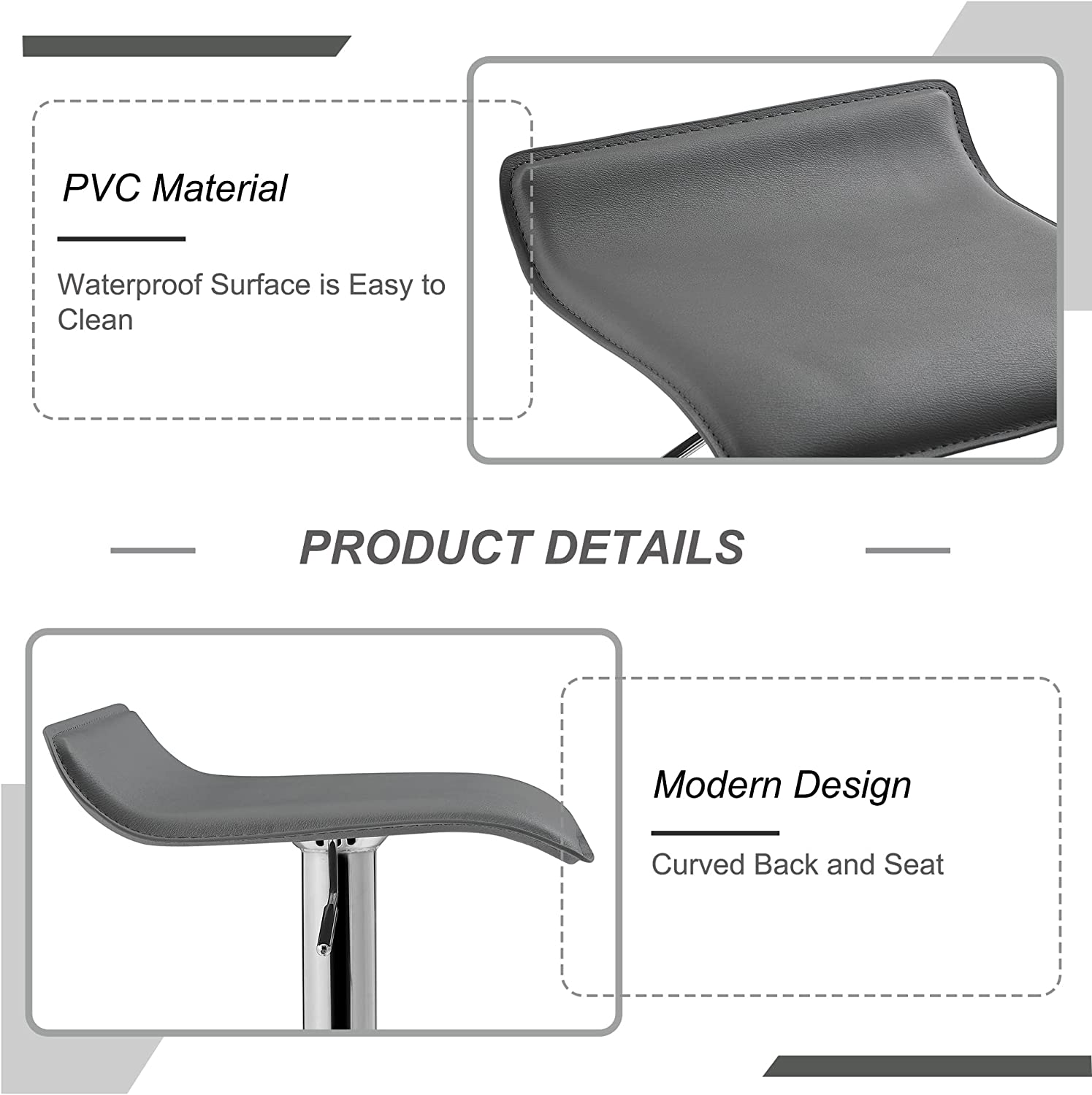 VECELO Counter Height Bar Stools Set of 2, Adjustable Barstools