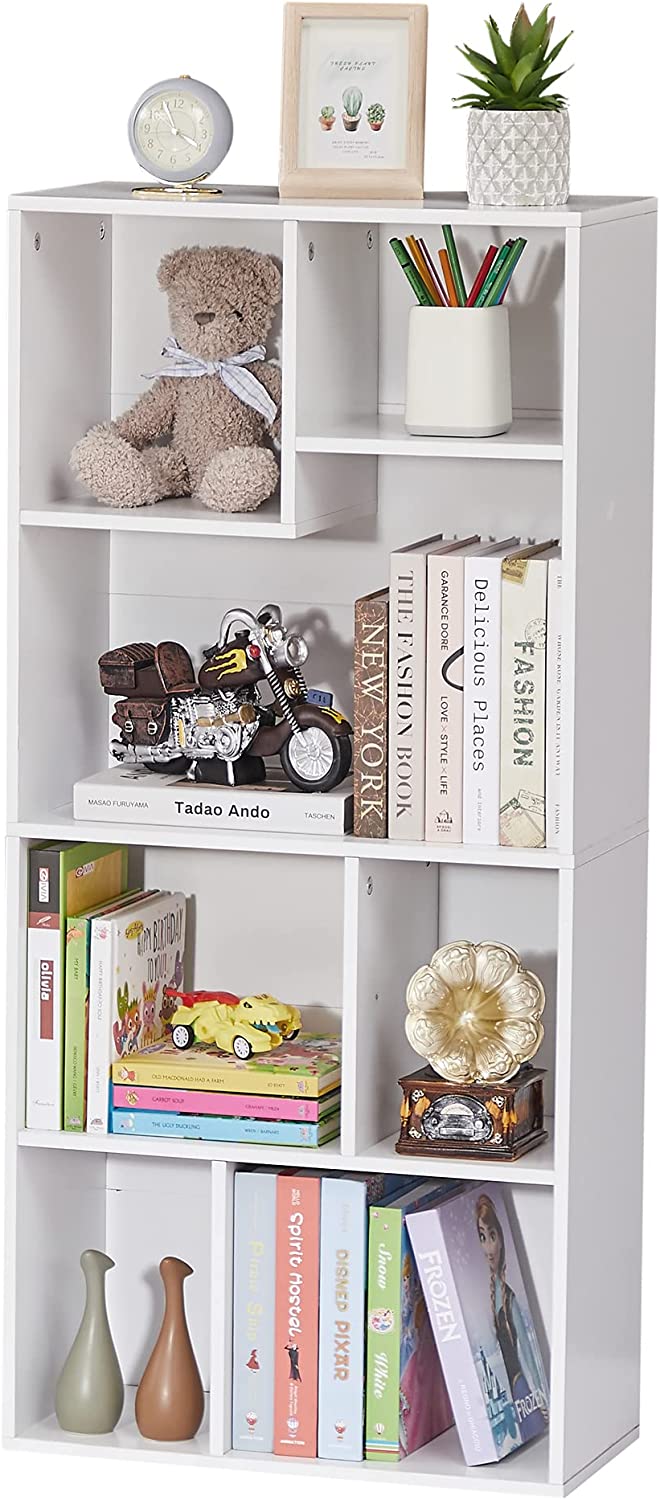 VECELO 42 Inch High Bookcase, 4-Tier Modern Storage Cabinet 7 Cubes - VECELO