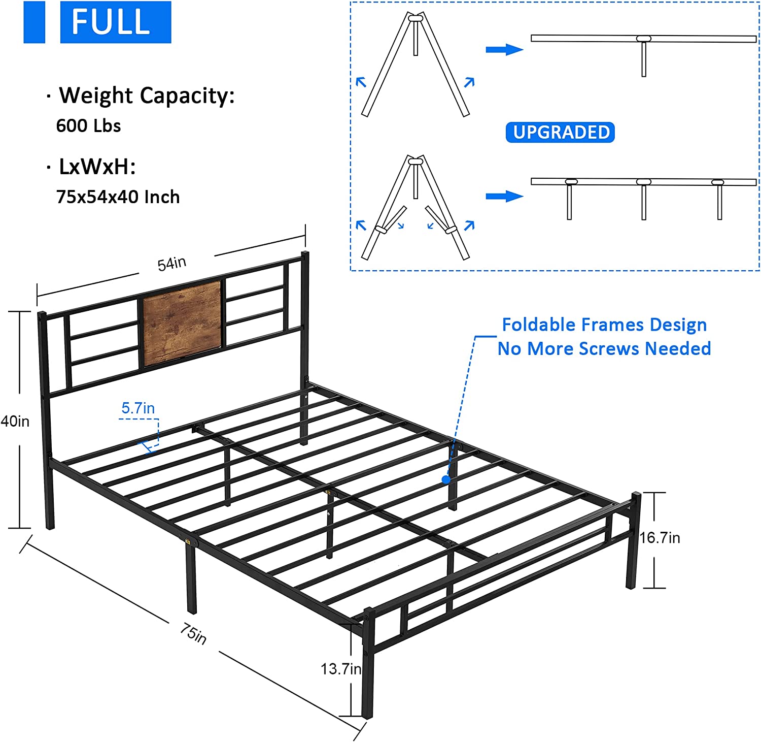 VECELO Platform Bed Frame Mattress Foundation with Headboard and Footboard