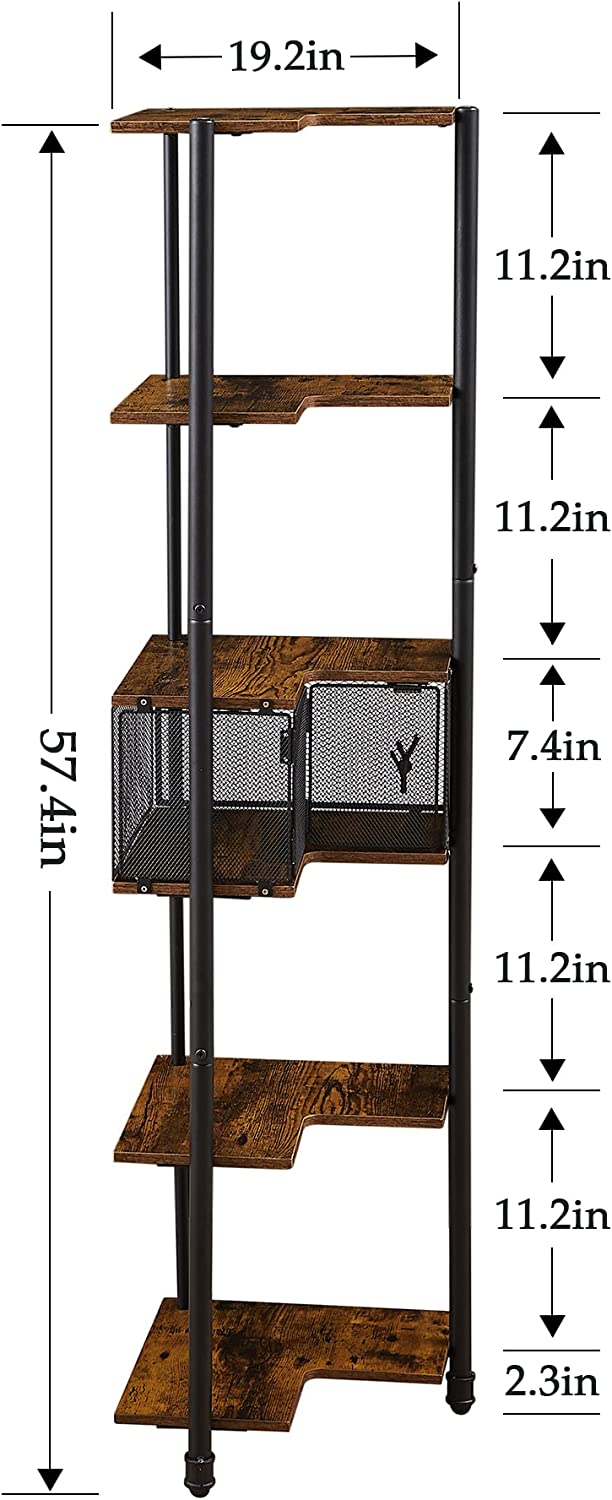 VECELO Corner Cabinet, 58 Inch Tall Storage Shelf, 6-Tier Display Shelves Rack - VECELO