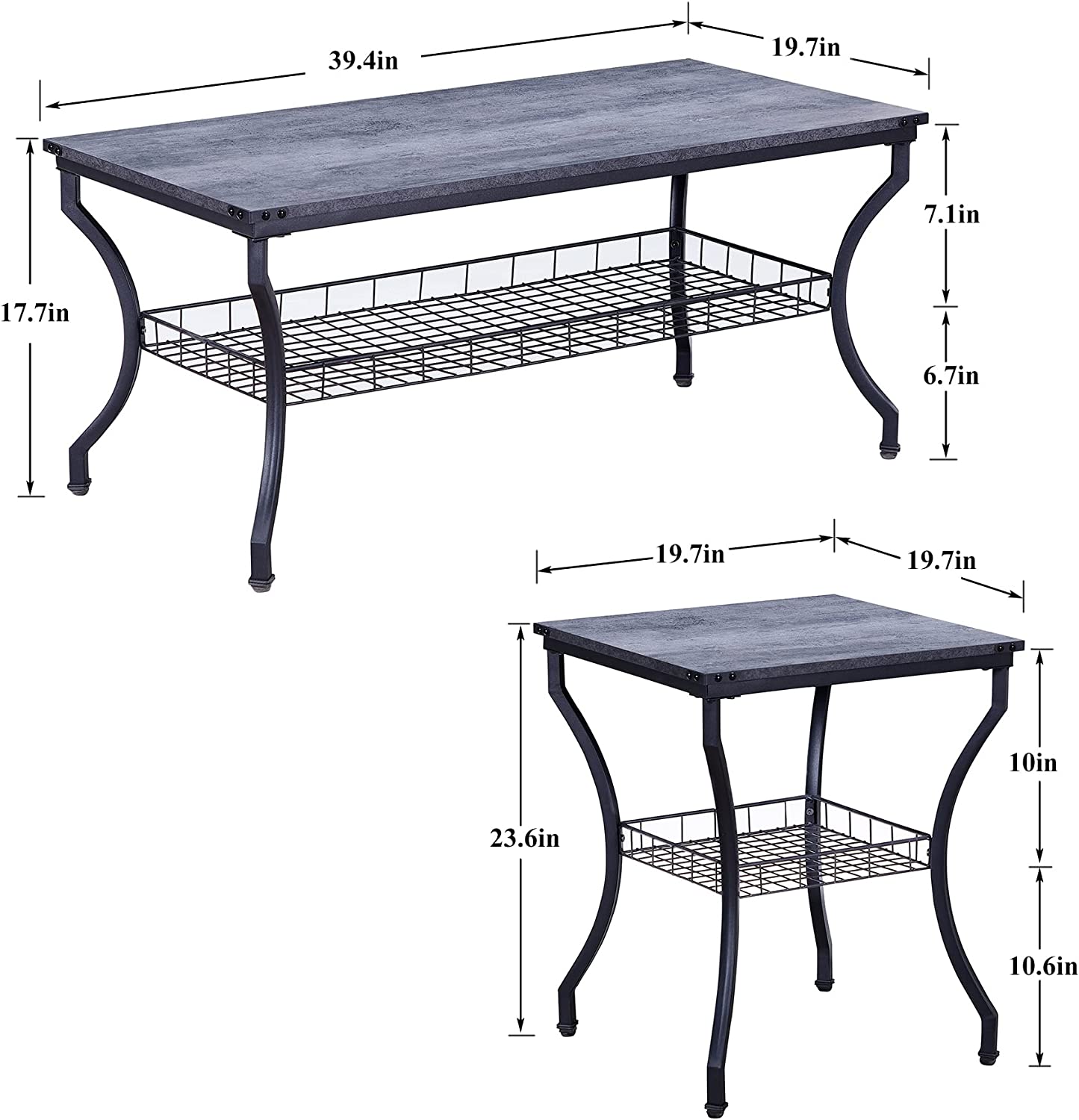 VECELO 3 Pieces Living Room Sets Coffee and End Tables - VECELO