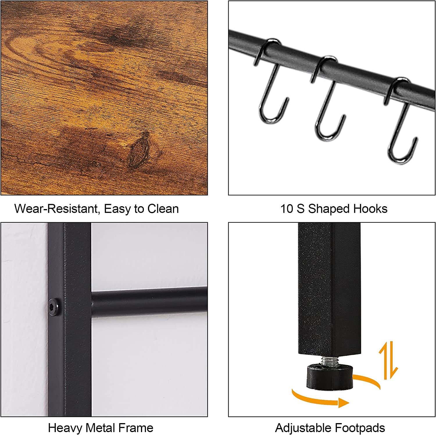 VECELO Bakers Rack with Power Outlets Floor Standing Coffee Bar - VECELO