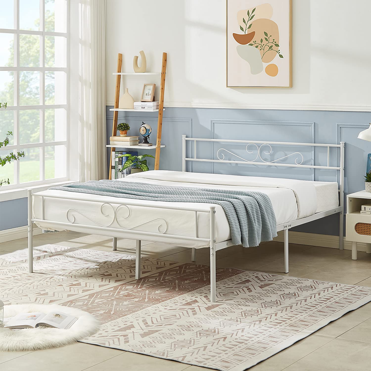 VECELO Metal Platform Bed Frame Mattress Foundation with Headboard & Footboard