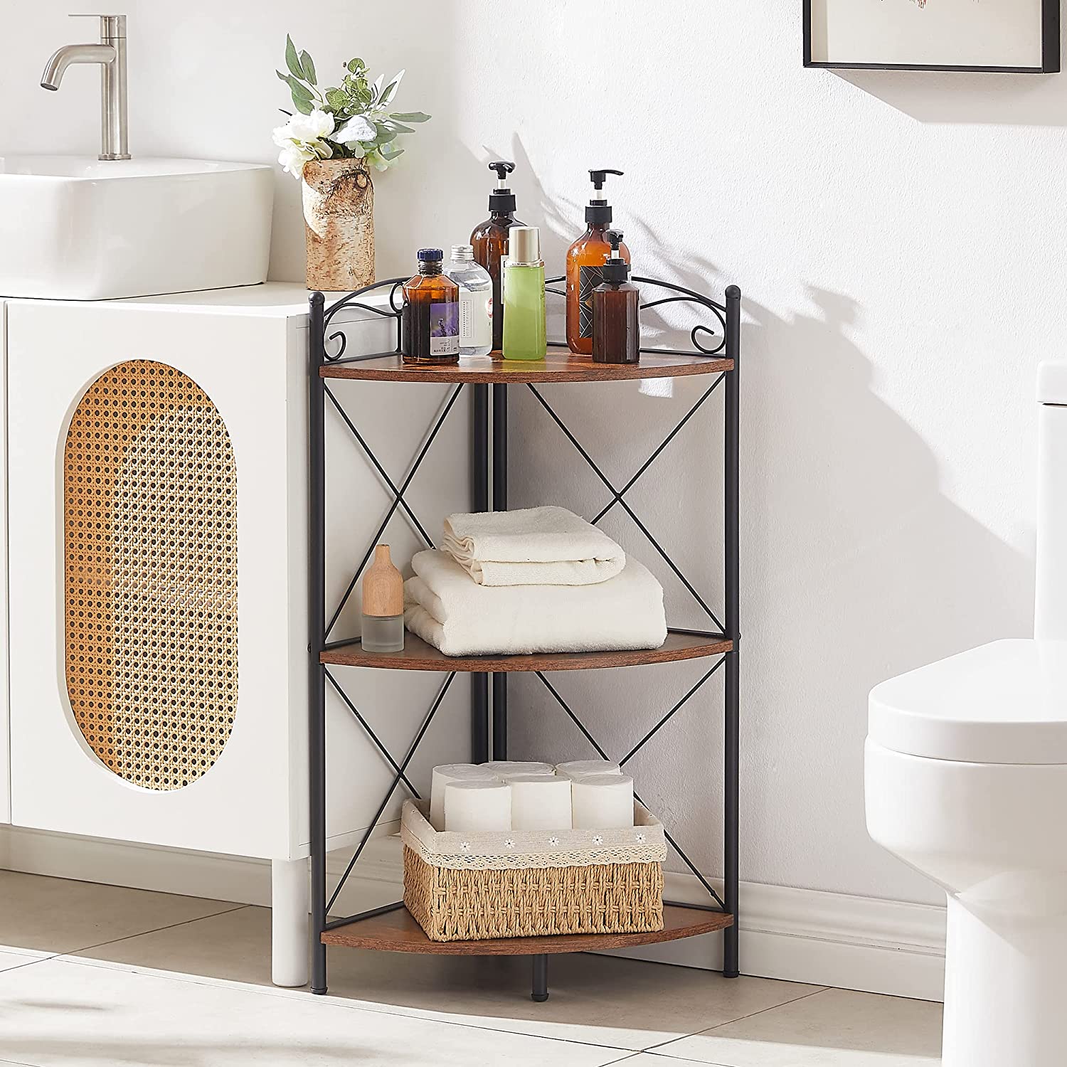 VECELO 3 Ties Corner Display Shelf Free-Standing Organizer - VECELO