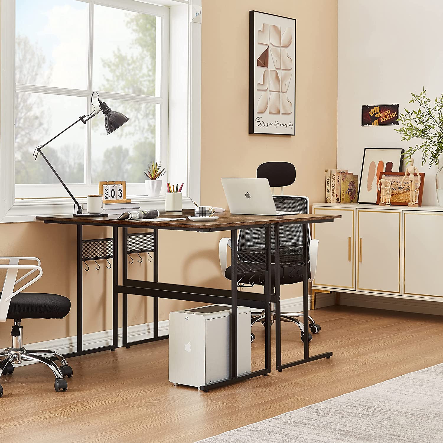 VECELO Computer Desk with Storage Sturdy Laptop No Assembly Required Study Table - VECELO