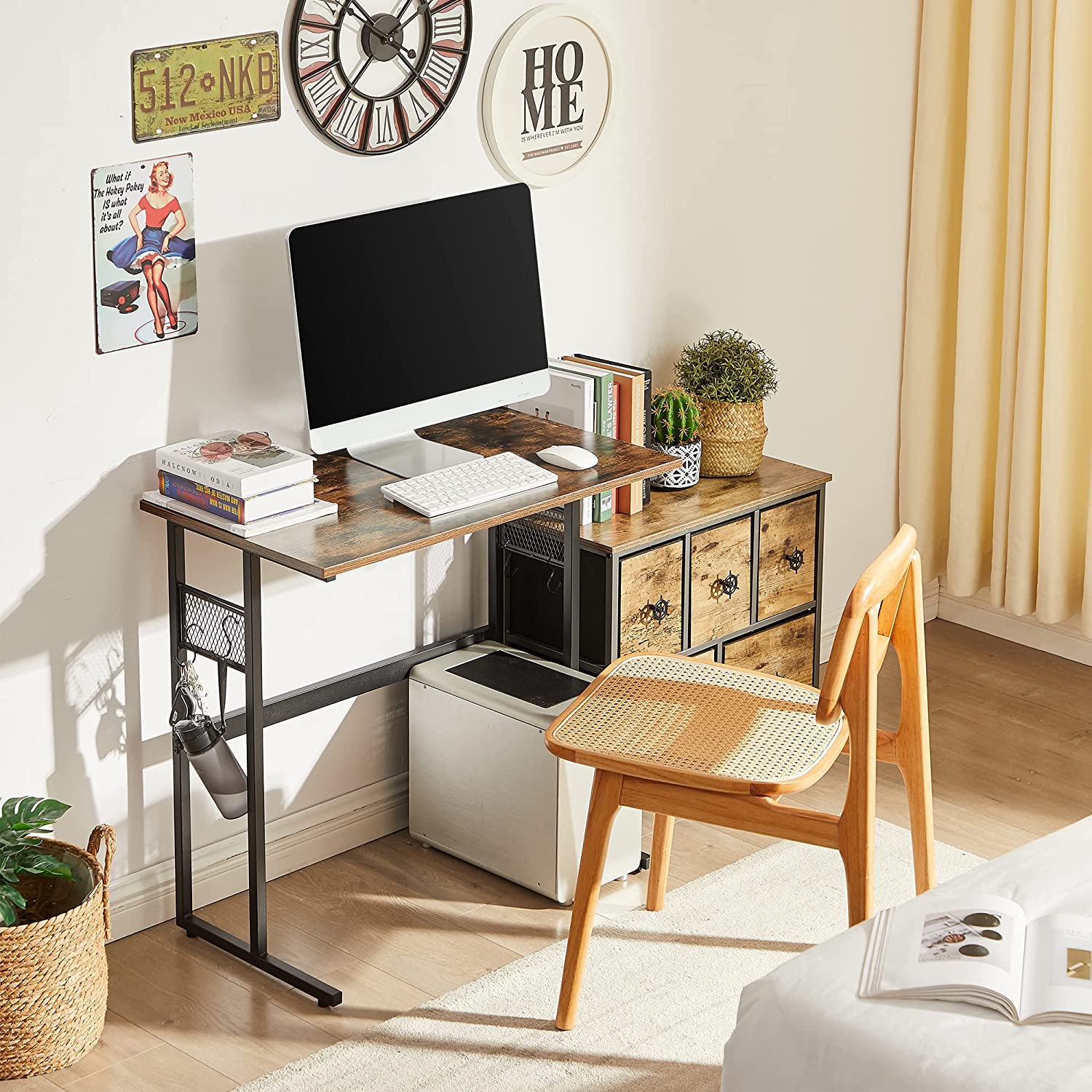 VECELO Computer Desk with Storage Sturdy Laptop No Assembly Required Study Table - VECELO