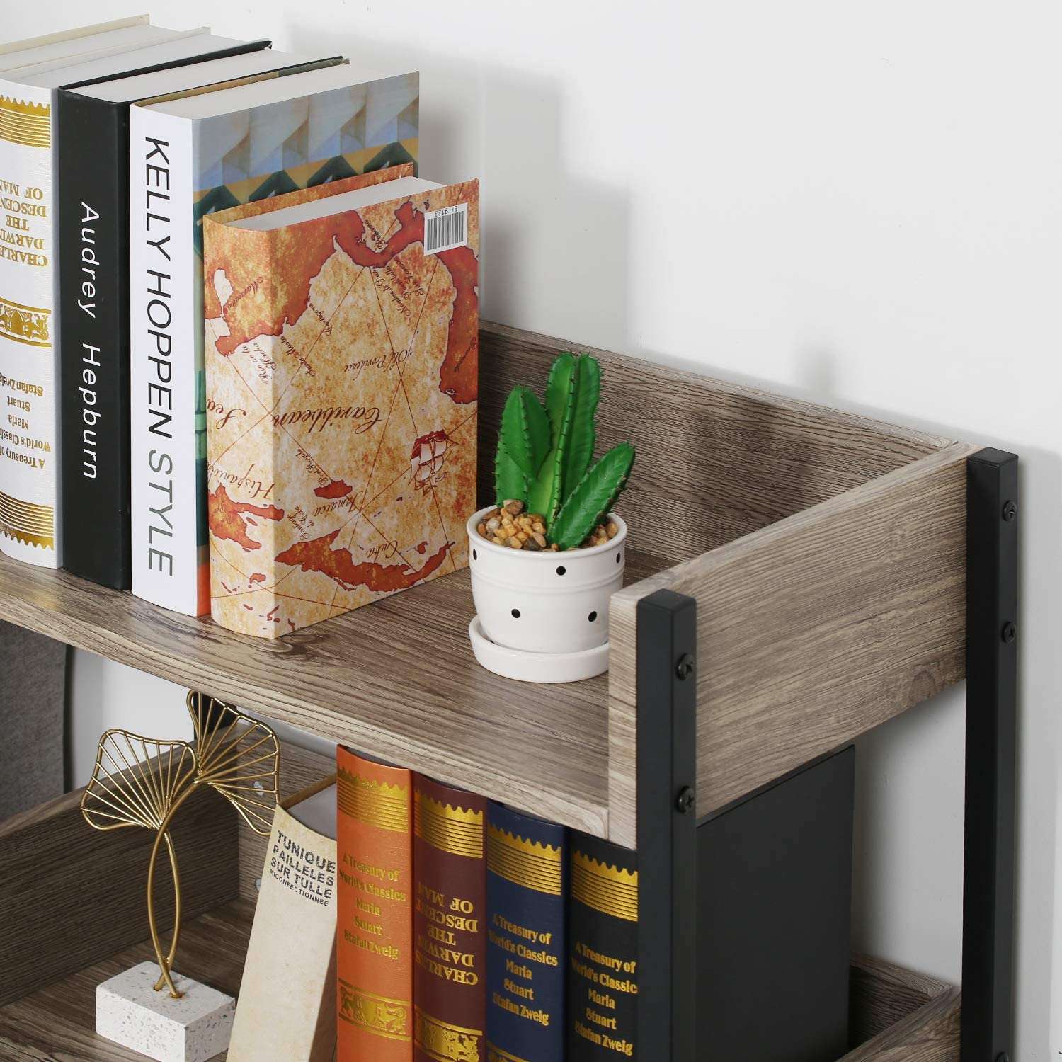 VECELO 3-Tier Bookcase,Small Storage Shelves,Industrial Shelving Unit - VECELO