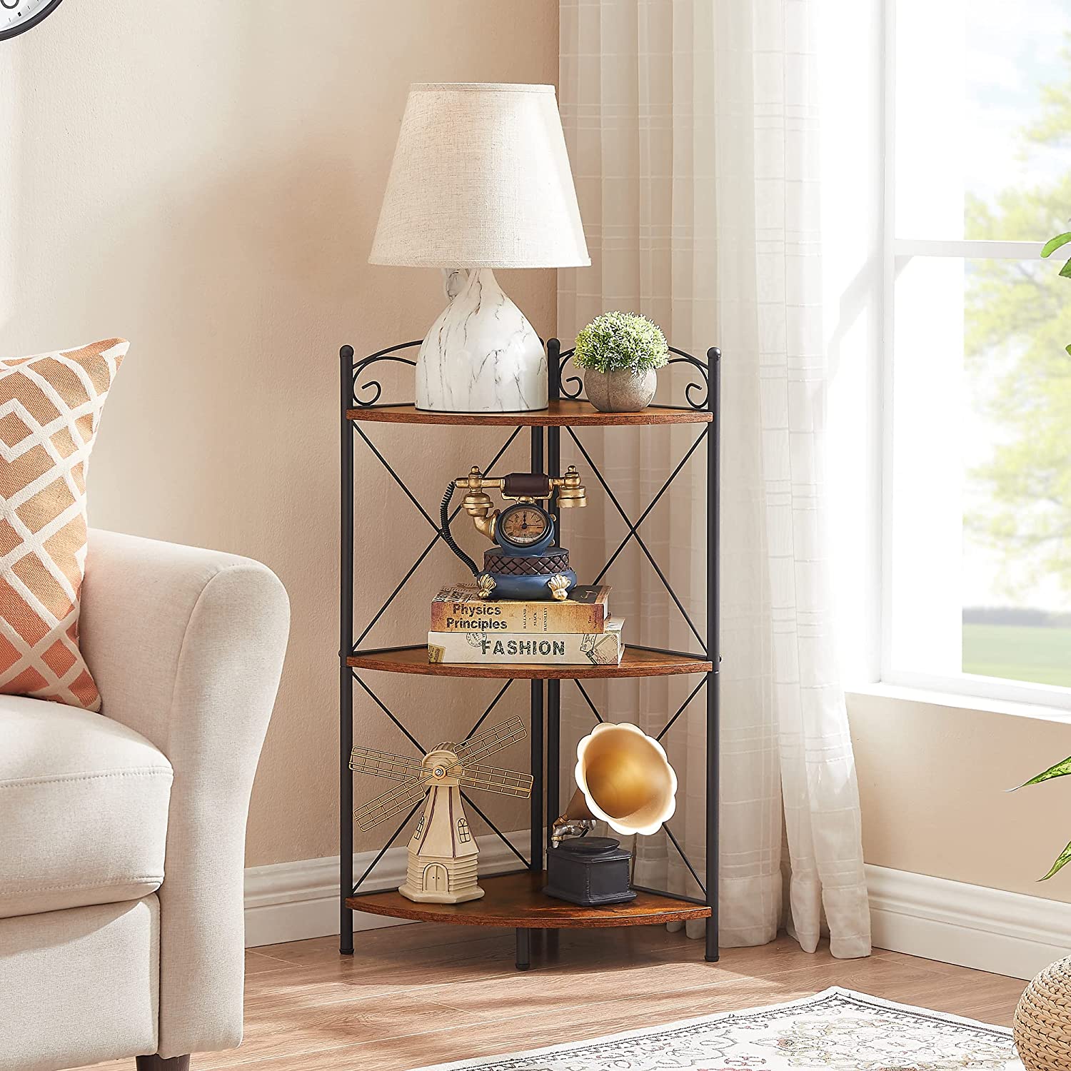 VECELO 3 Ties Corner Display Shelf Free-Standing Organizer - VECELO