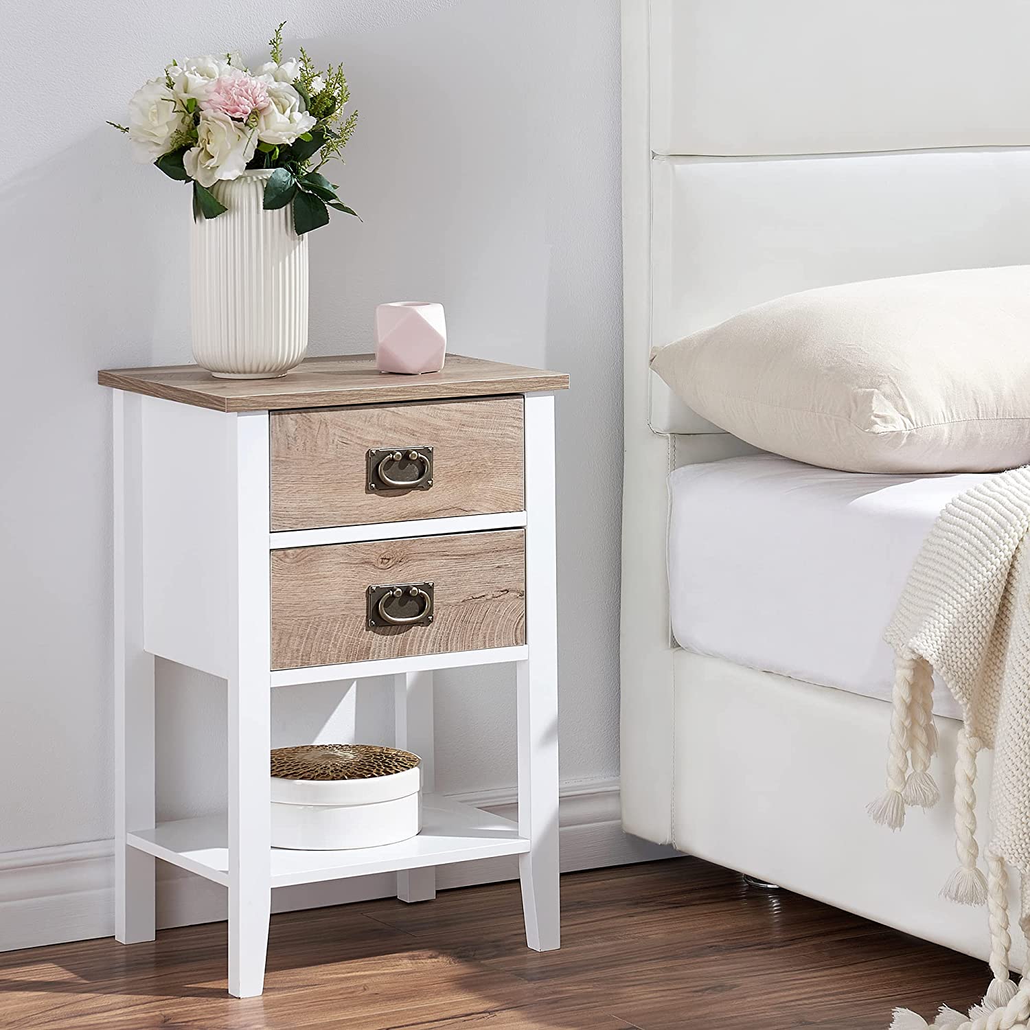 VECELO Modern Nightstands Set of 2, Side End Table with Drawers - VECELO