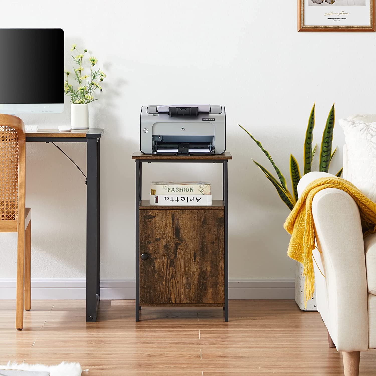 VECELO Tall Side Storage, Large Capacity Bedside Nightstand