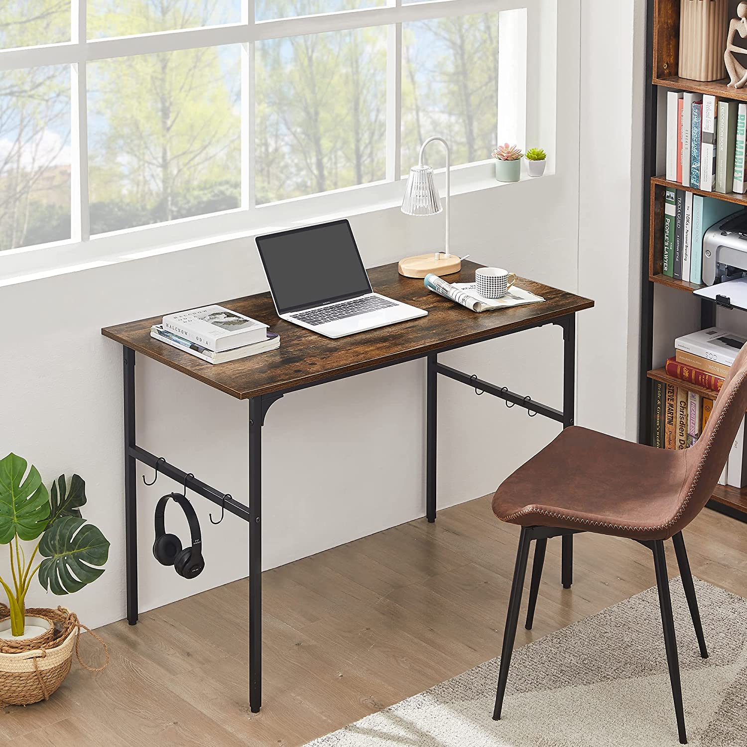 VECELO Industrial Simple Style Wood Table & Metal Frame Home Office Computer Desk - VECELO
