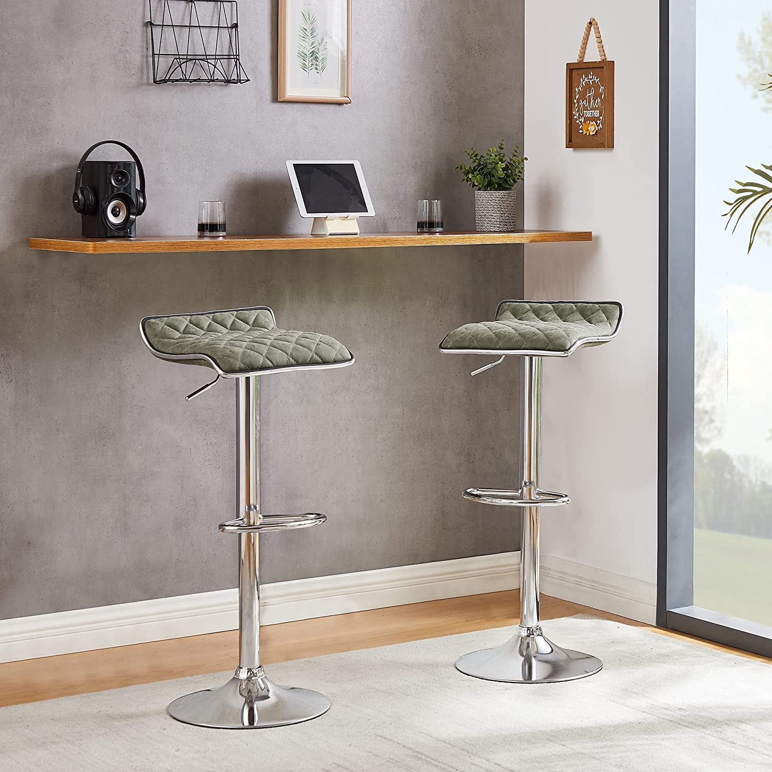 VECELO Bar Stools Set of 2, Kitchen Island Counter Height Bar Chairs - VECELO