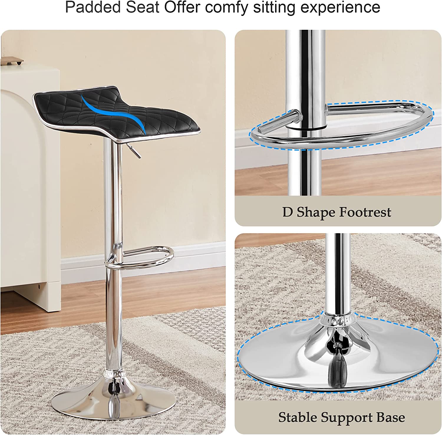 VECELO Bar Stools Set of 2, Kitchen Island Counter Height Bar Chairs - VECELO