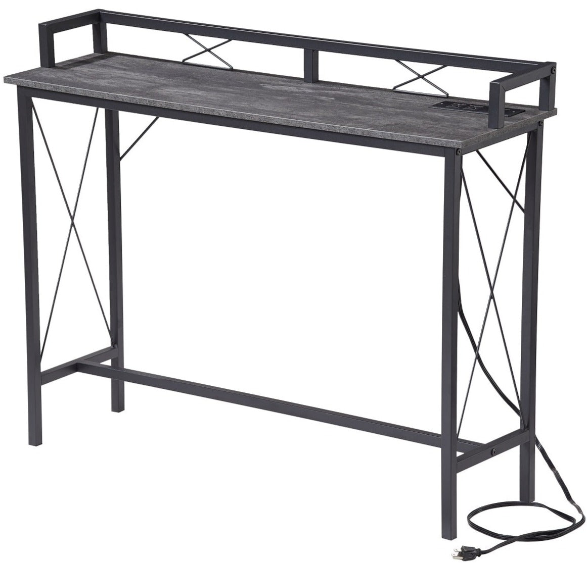 VECELO Extra Long Entryway Narrow Sofa Couch Behind Console Table with Power Outlet & USB Ports - VECELO