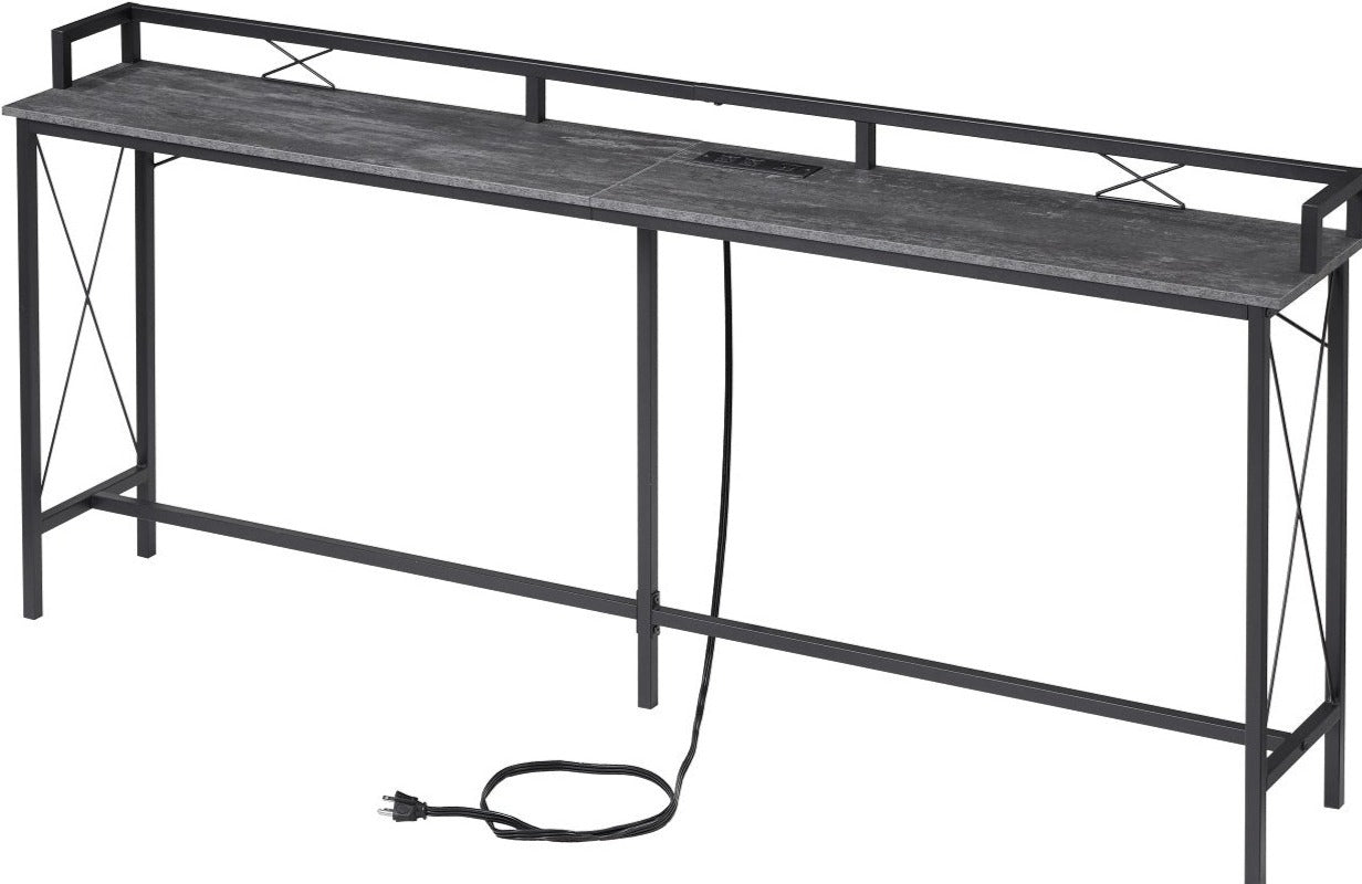 VECELO Extra Long Entryway Narrow Sofa Couch Behind Console Table with Power Outlet & USB Ports - VECELO