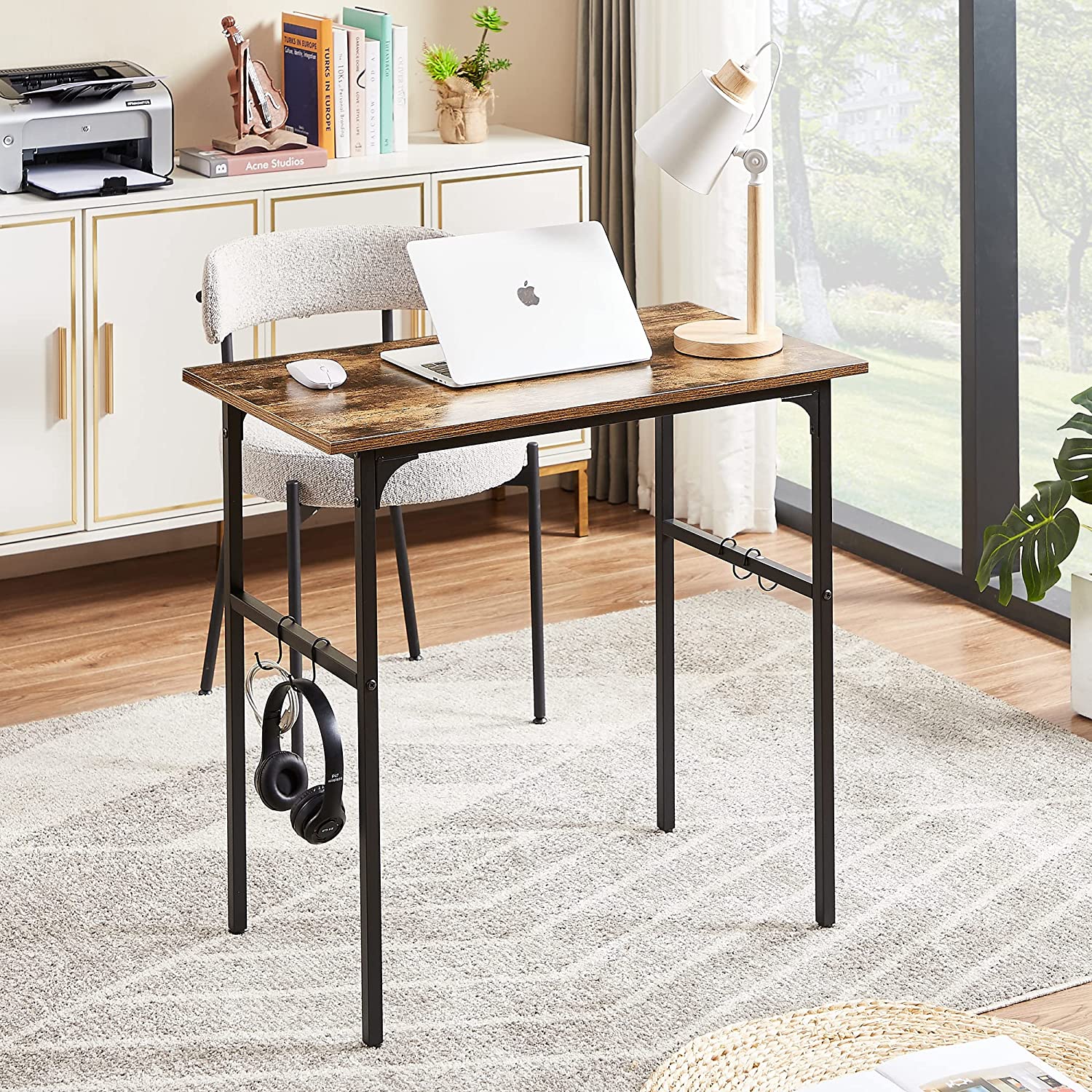 VECELO Industrial Simple Style Wood Table & Metal Frame Home Office Computer Desk - VECELO