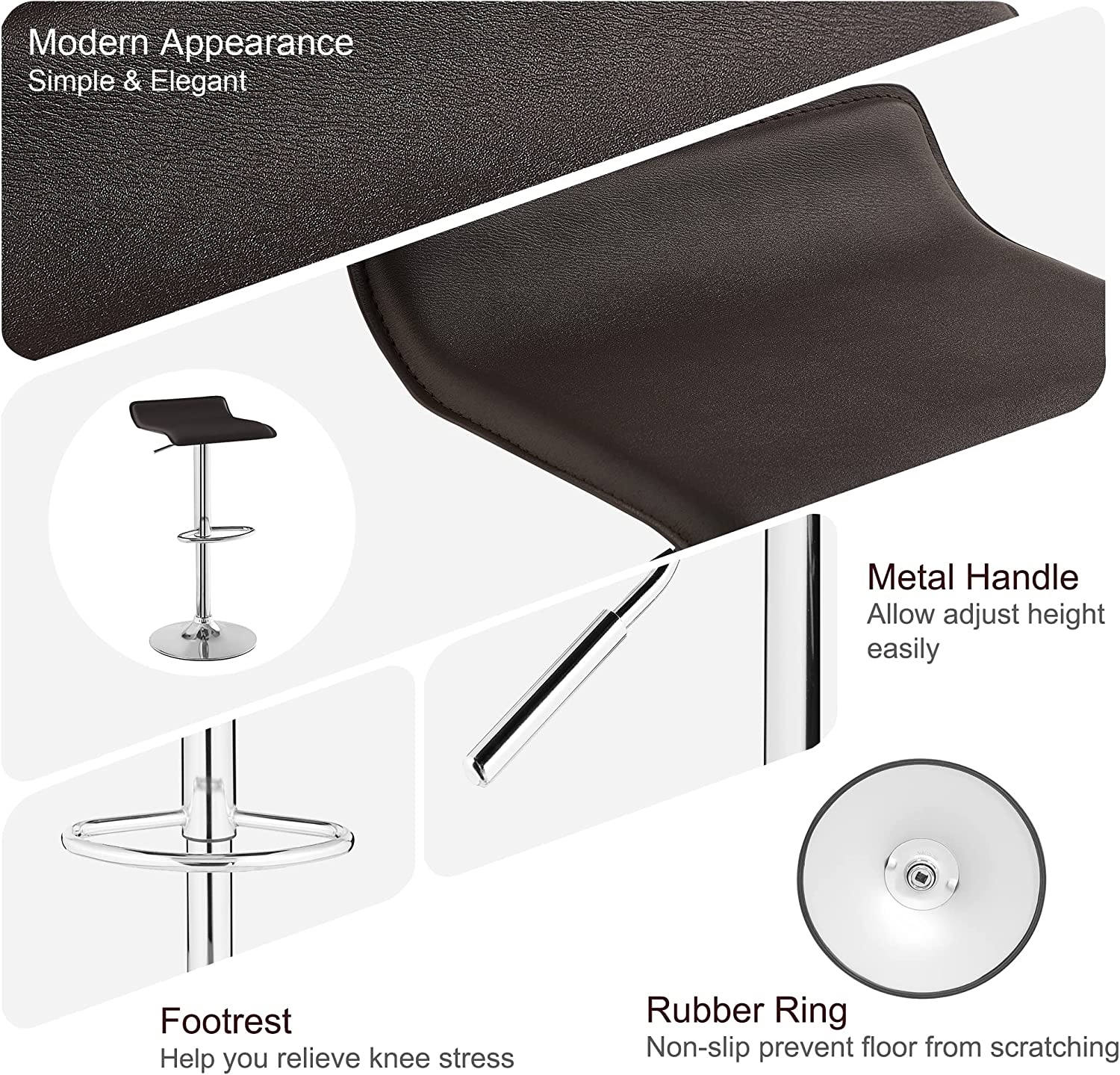 VECELO Counter Height Bar Stools Set of 2, Adjustable Barstools