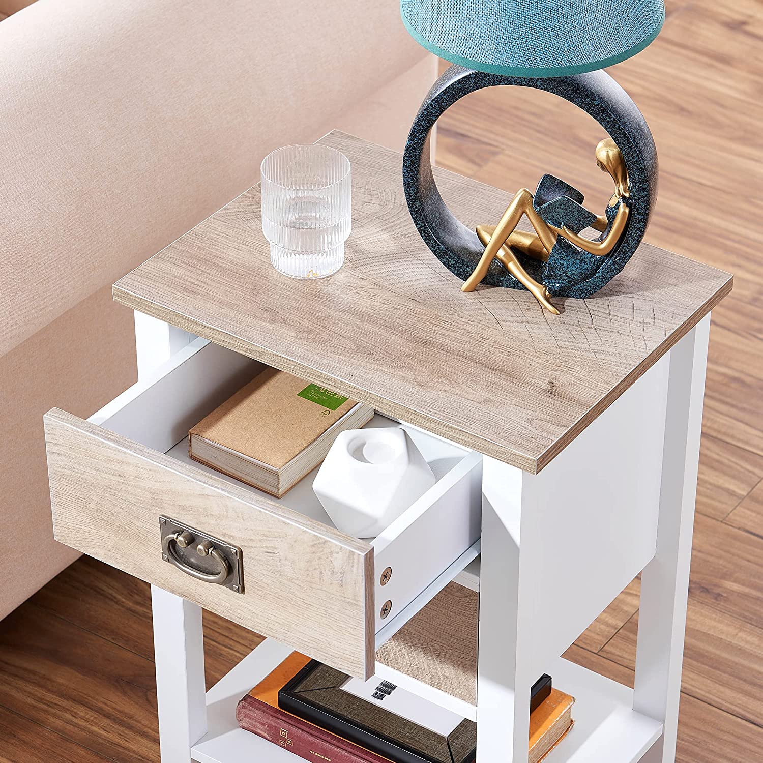VECELO Modern Nightstands Set of 2, Side End Table with Drawers - VECELO