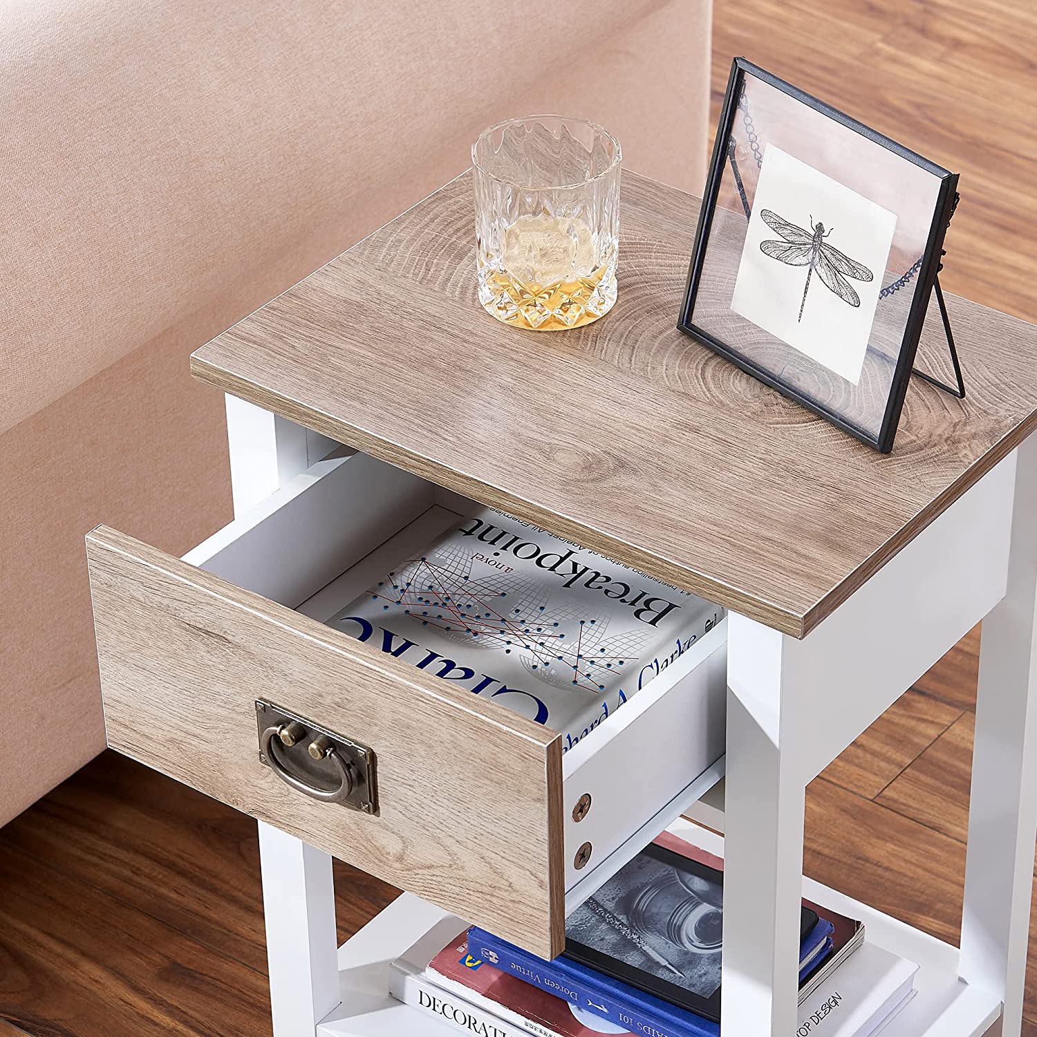 VECELO Modern Nightstands Set of 2, Side End Table with Drawers - VECELO